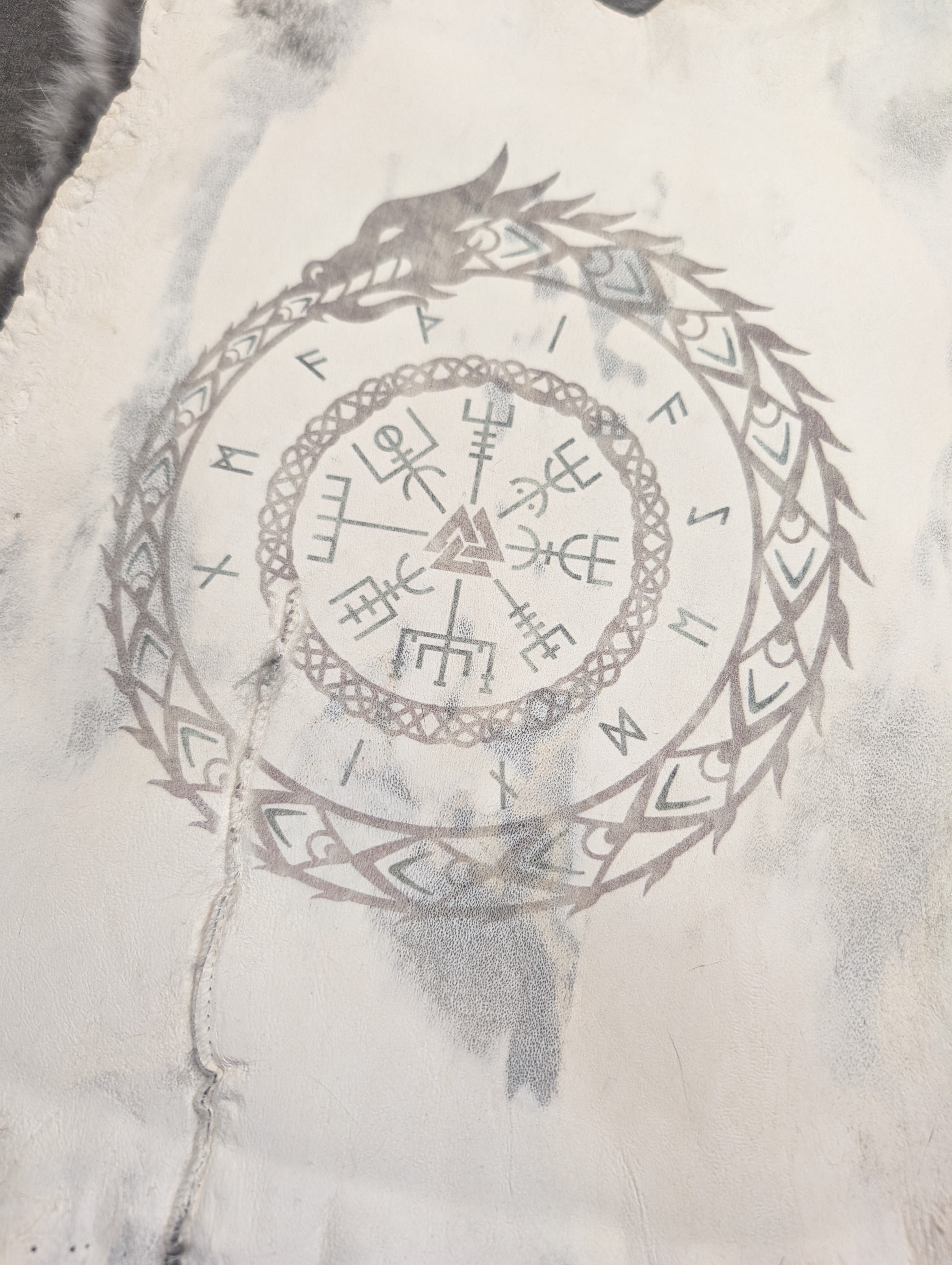 Viking Rune Circle Rabbit Skin Altar Cloth