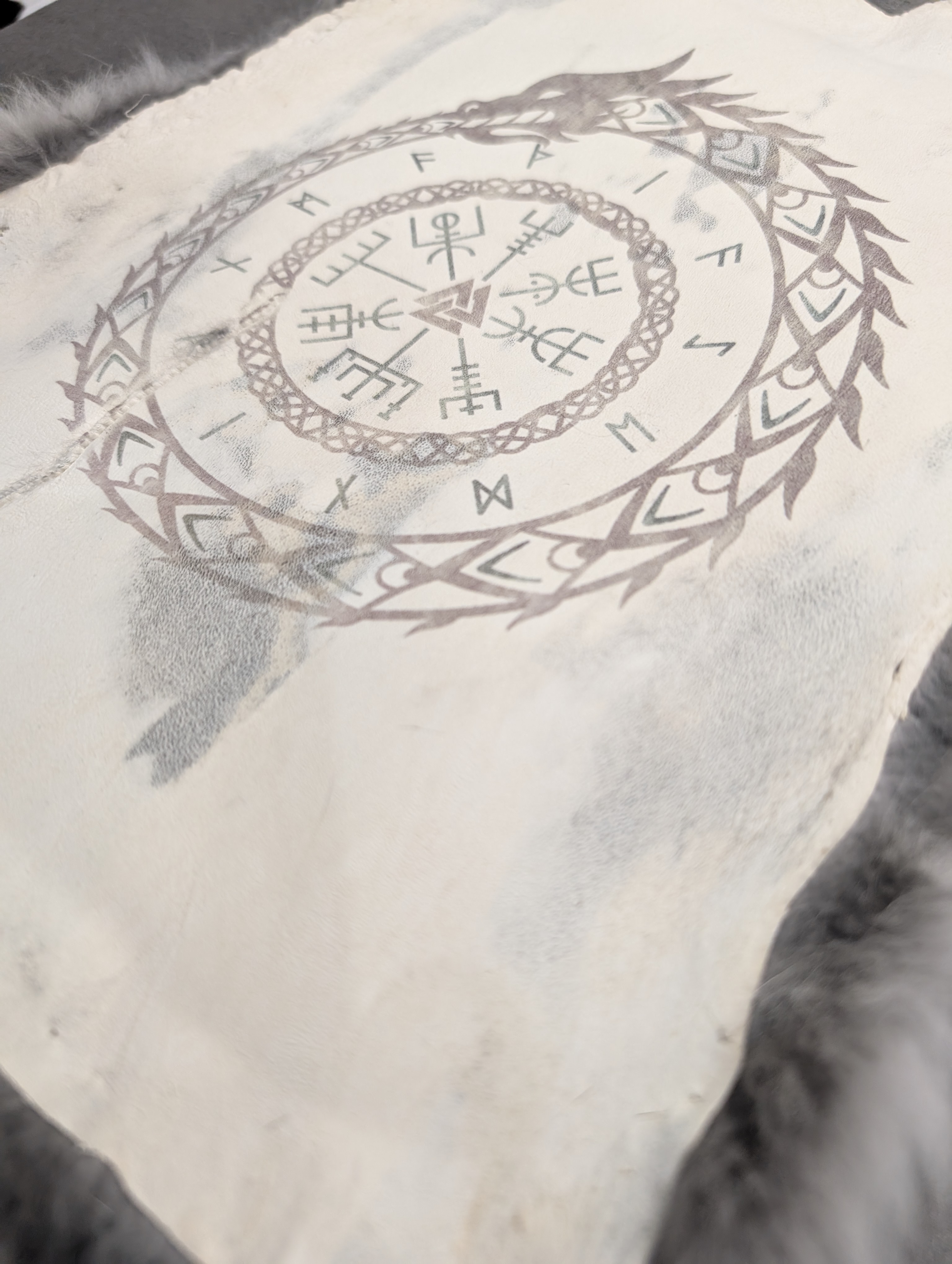 Viking Rune Circle Rabbit Skin Altar Cloth