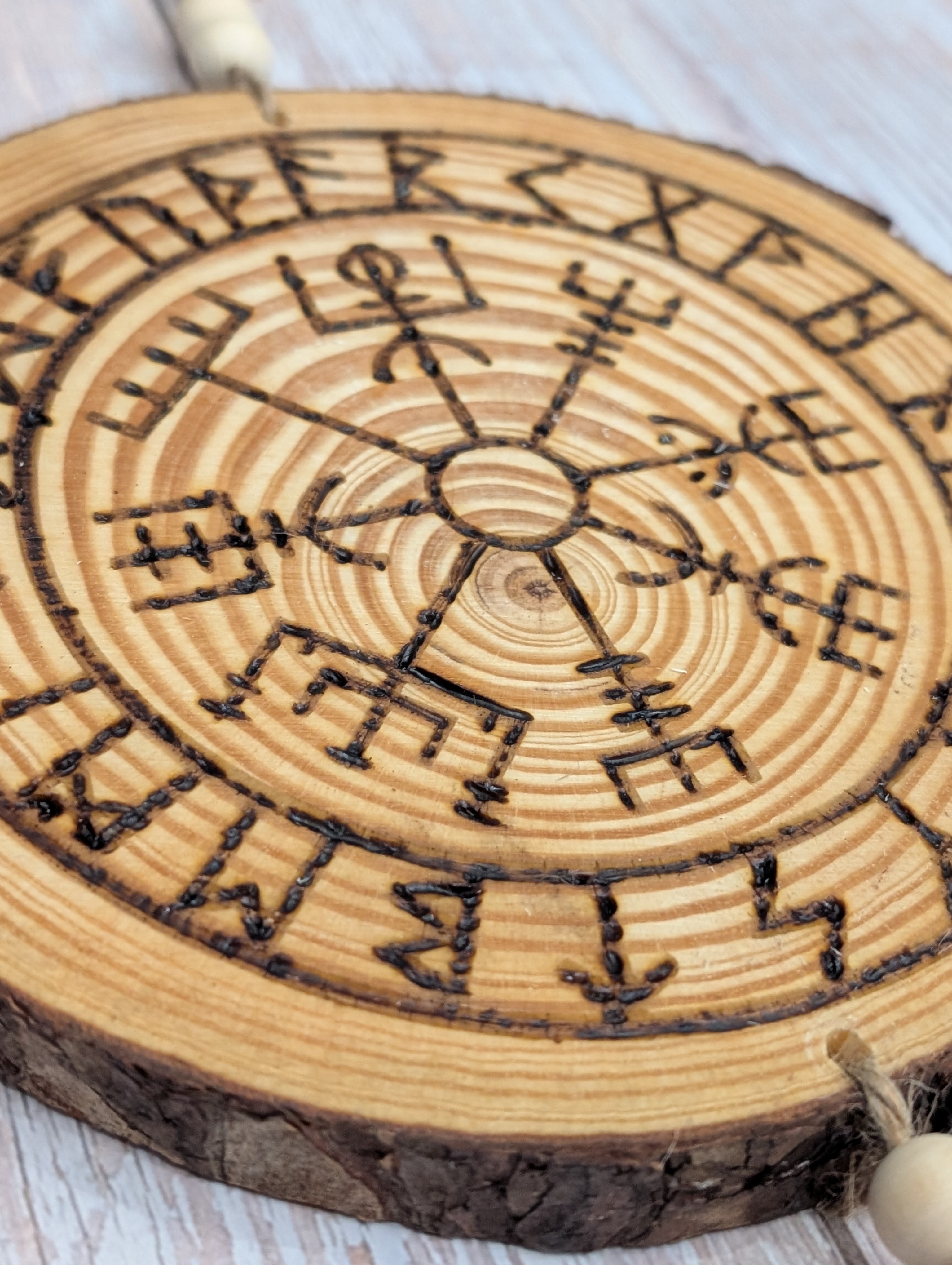 Wooden Nordic Rune Vegvisir Decor