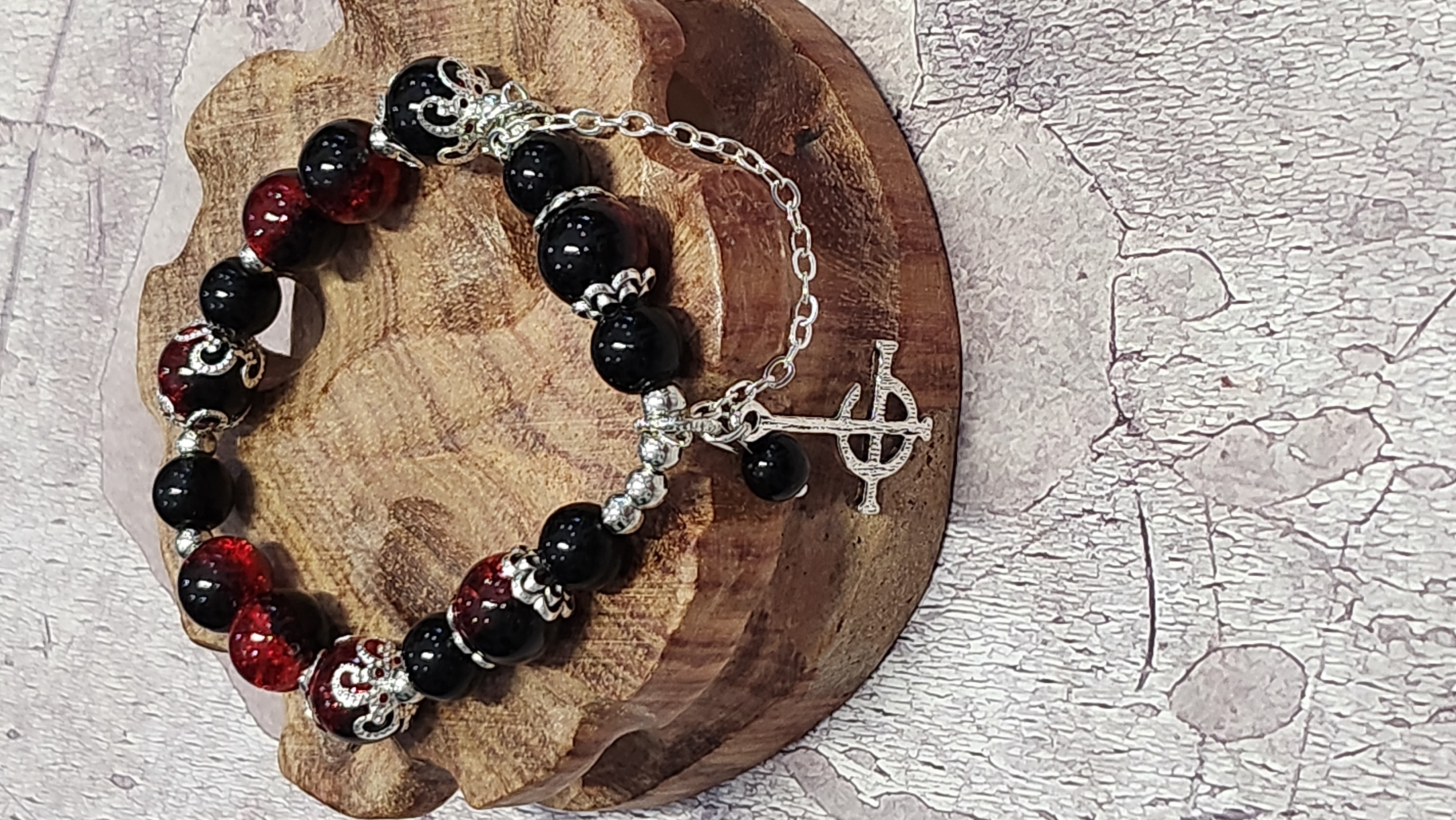 Grucifix Glass Beaded Bracelet