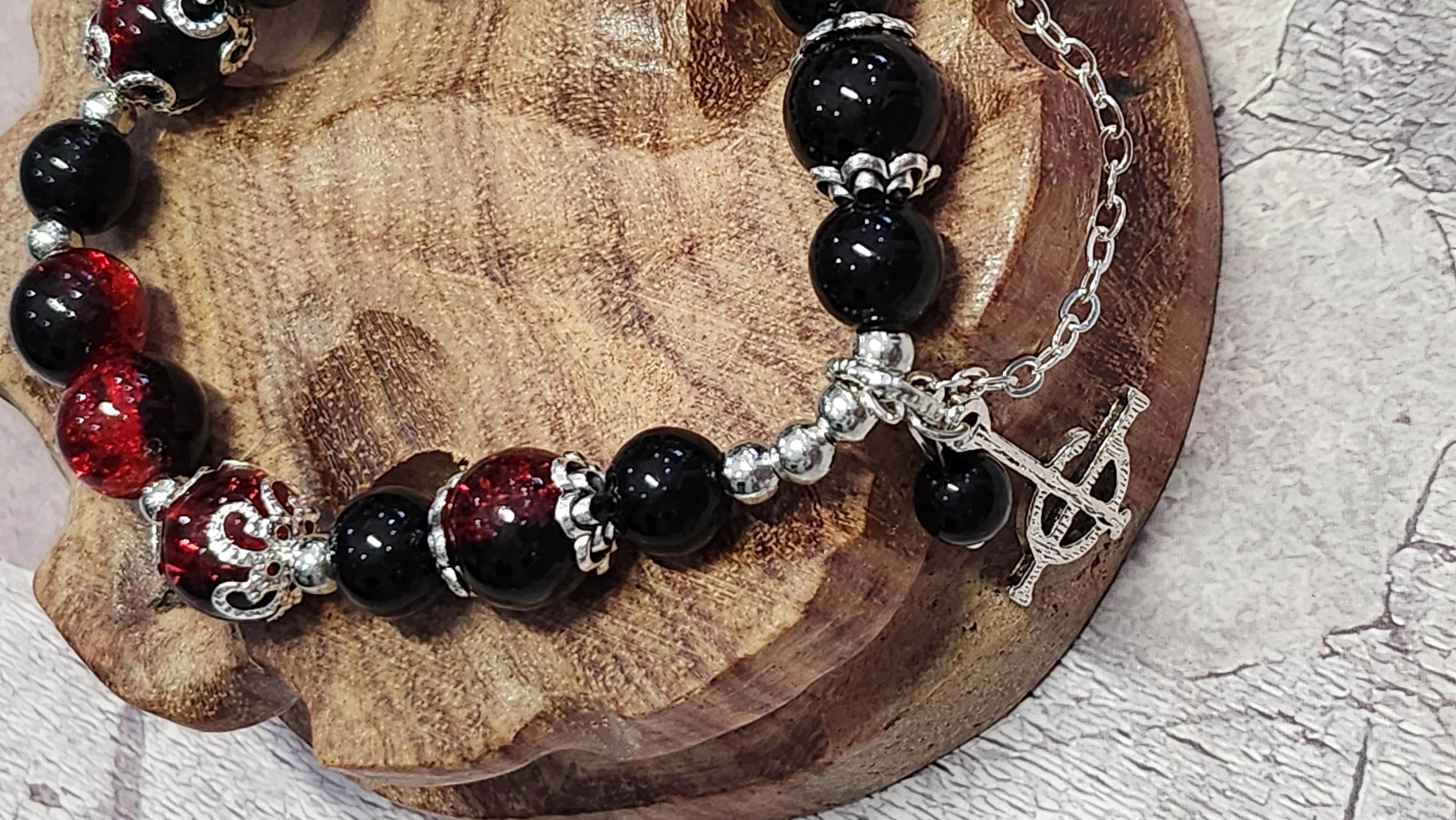Grucifix Glass Beaded Bracelet