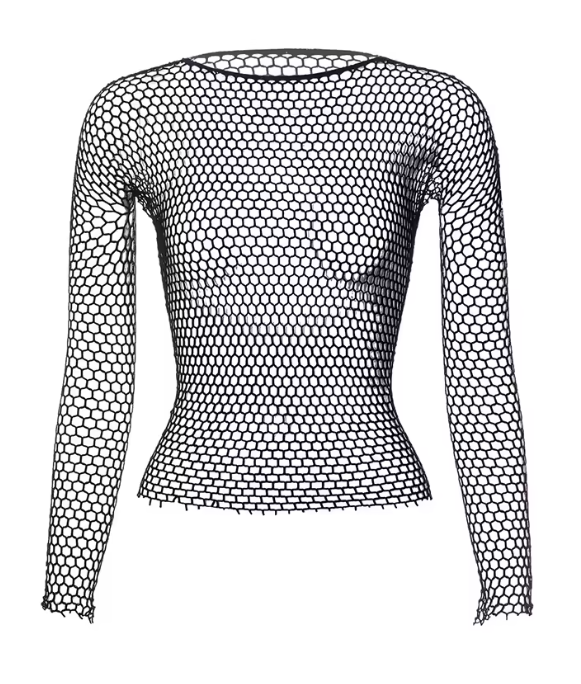 Fishnet Mesh Long Sleeve Top Skinny Fit