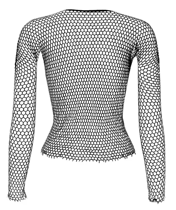 Fishnet Mesh Long Sleeve Top Skinny Fit