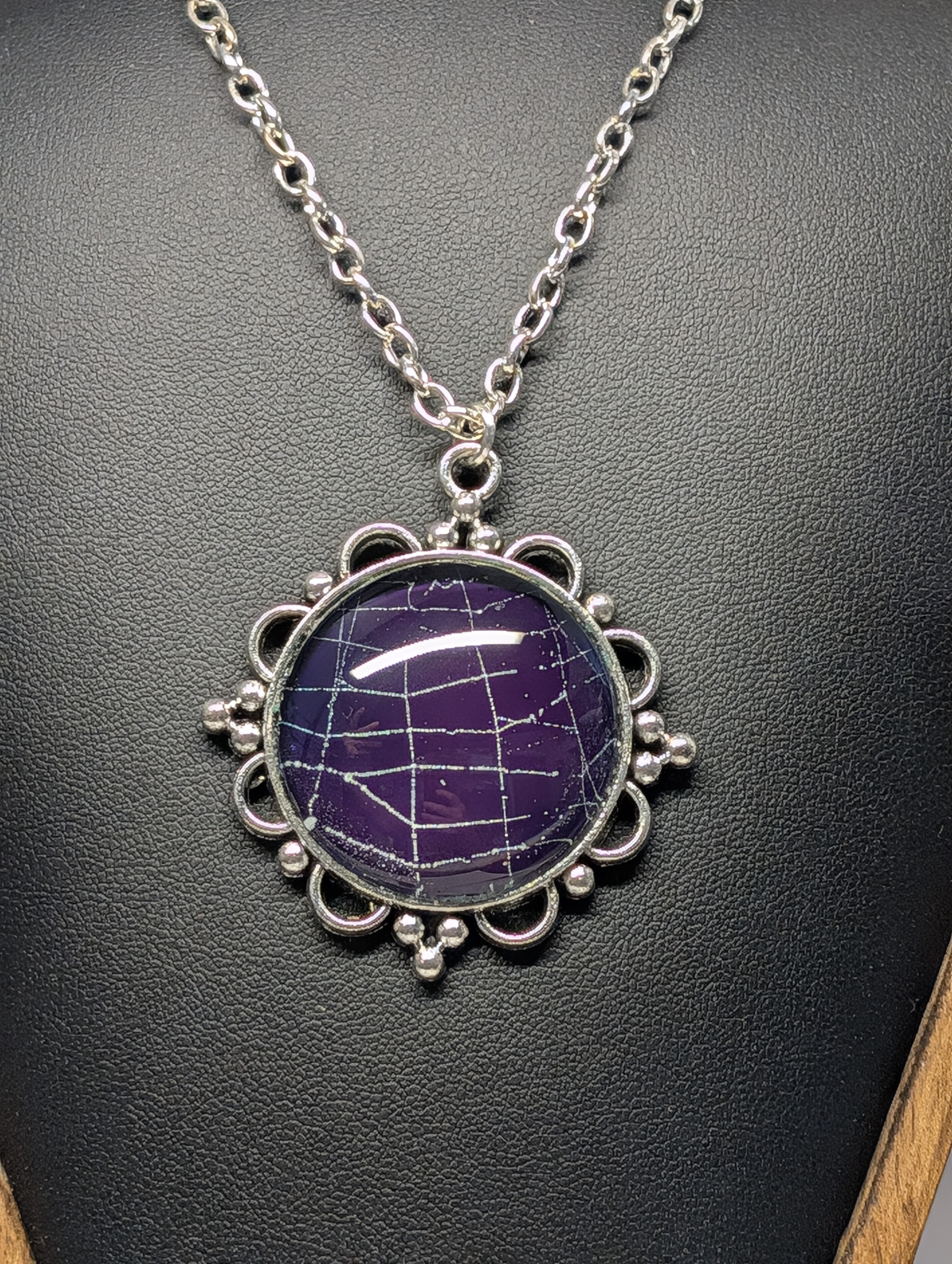 (REAL Preserved Spider Web) Purple Elegant Spider Web Pendant Necklace