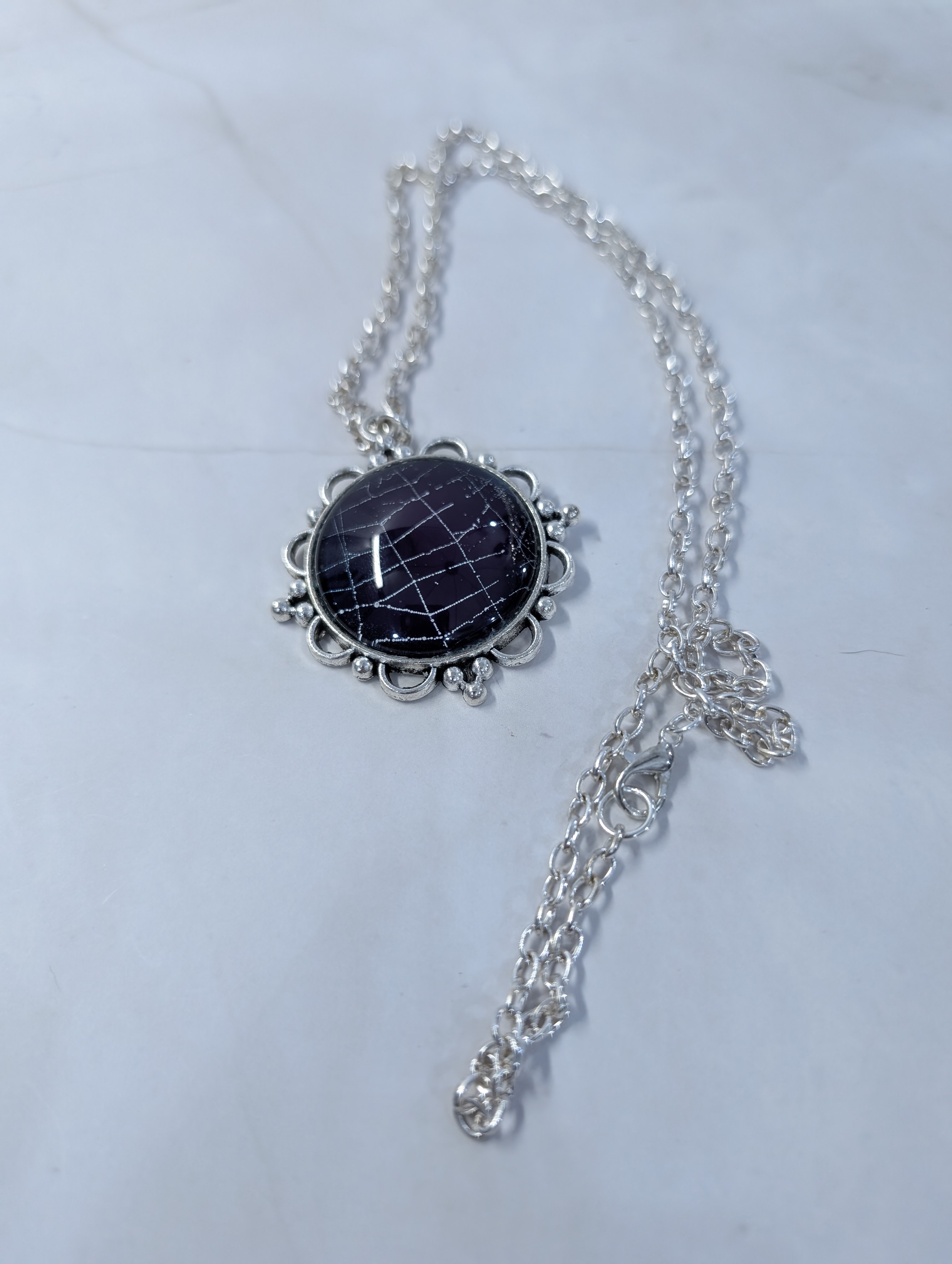  (REAL Preserved Spider Web) Purple Elegant Spider Web Pendant Necklace