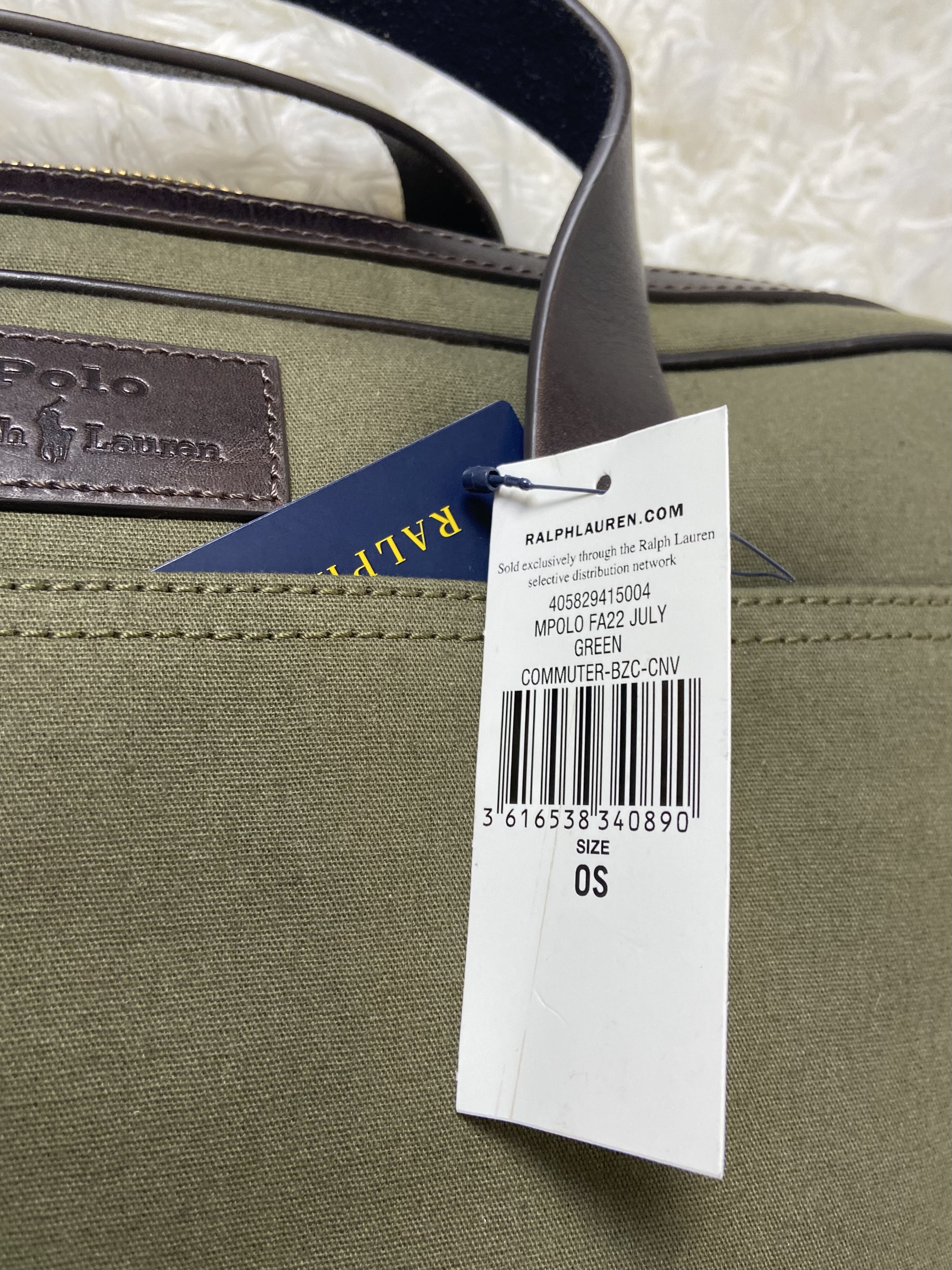 Porte document en toile bordée de cuir Ralph Lauren 