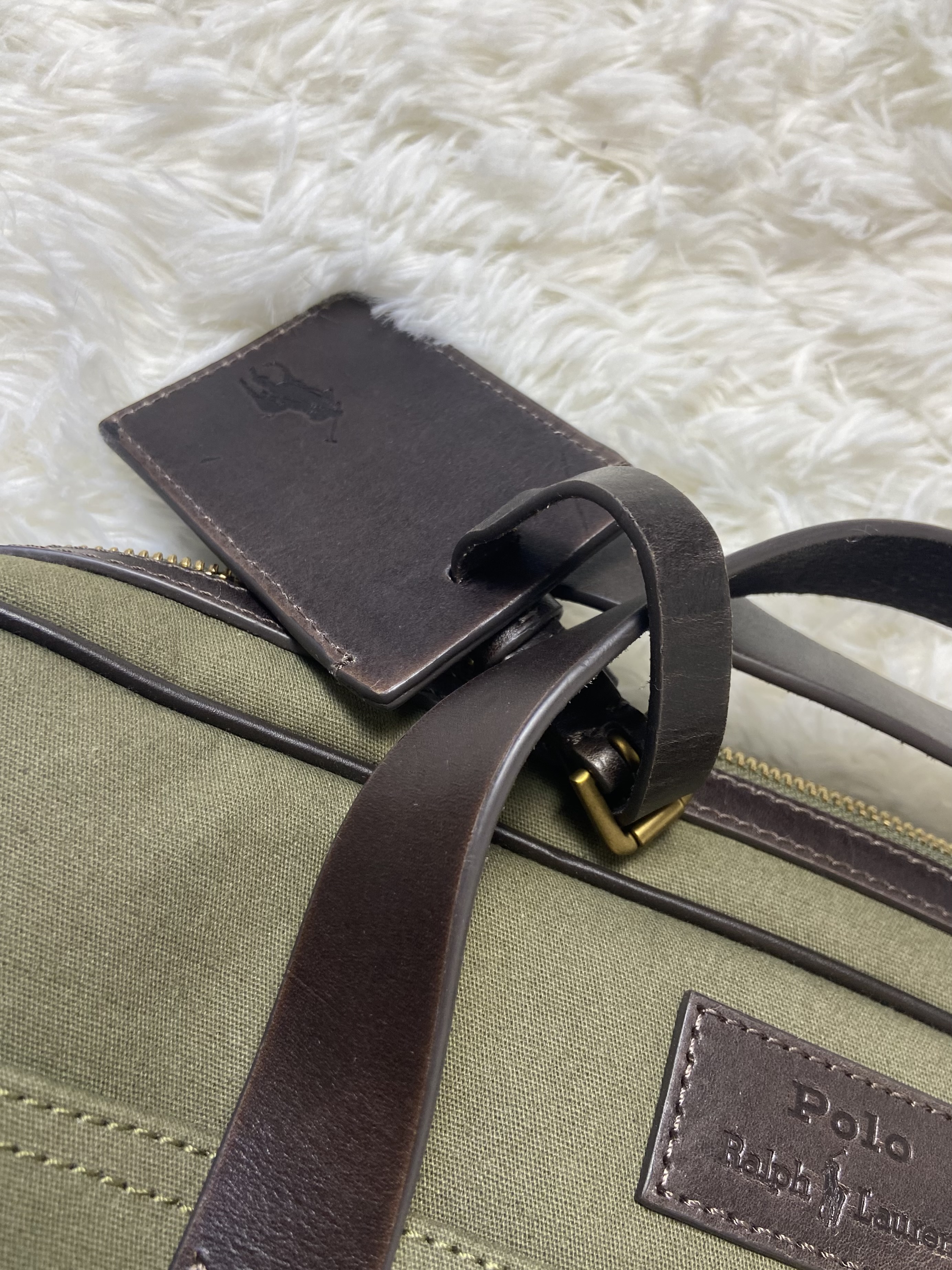 Porte document en toile bordée de cuir Ralph Lauren 