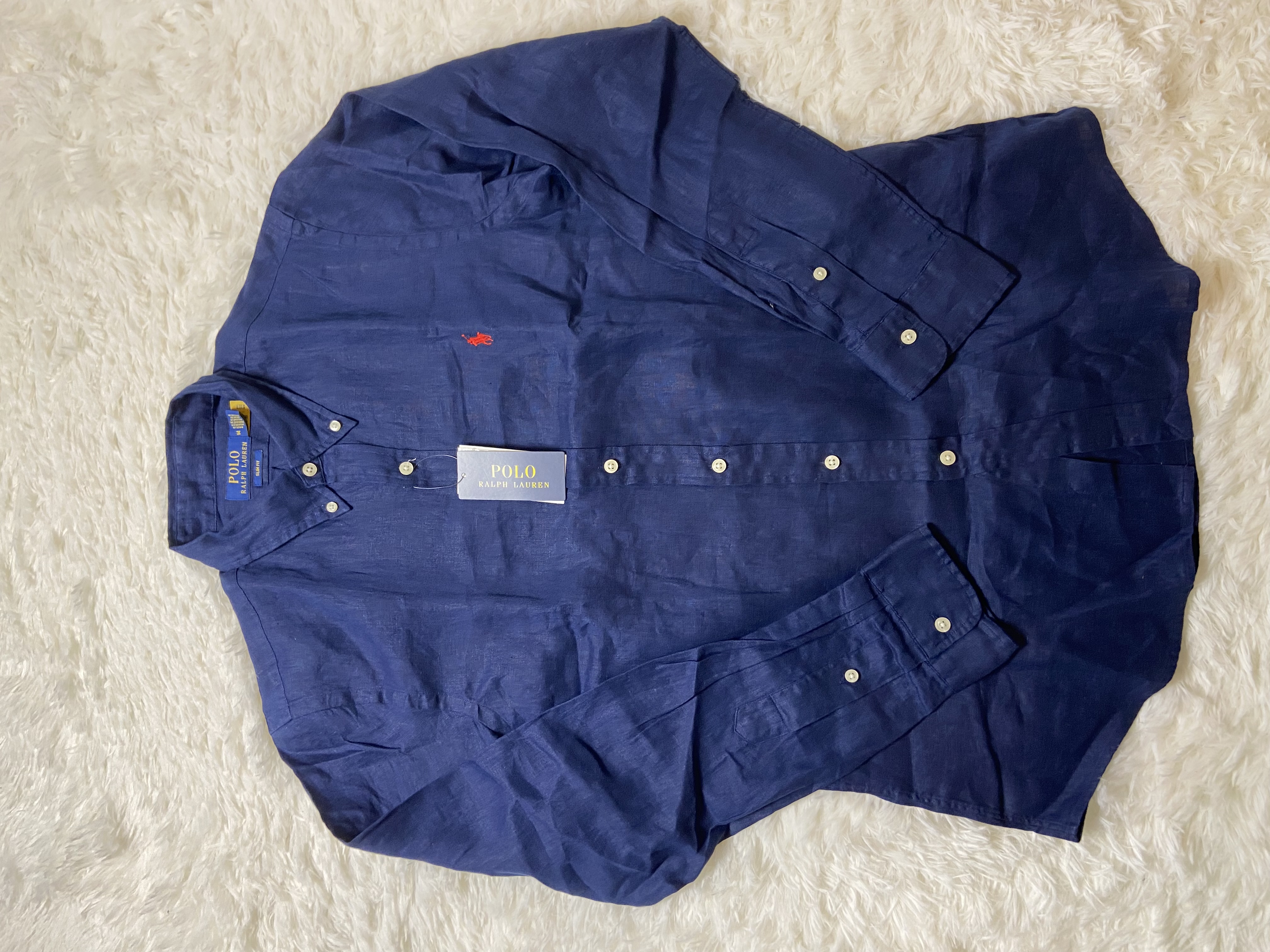 Chemise en lin bleu marine Ralph Lauren homme 