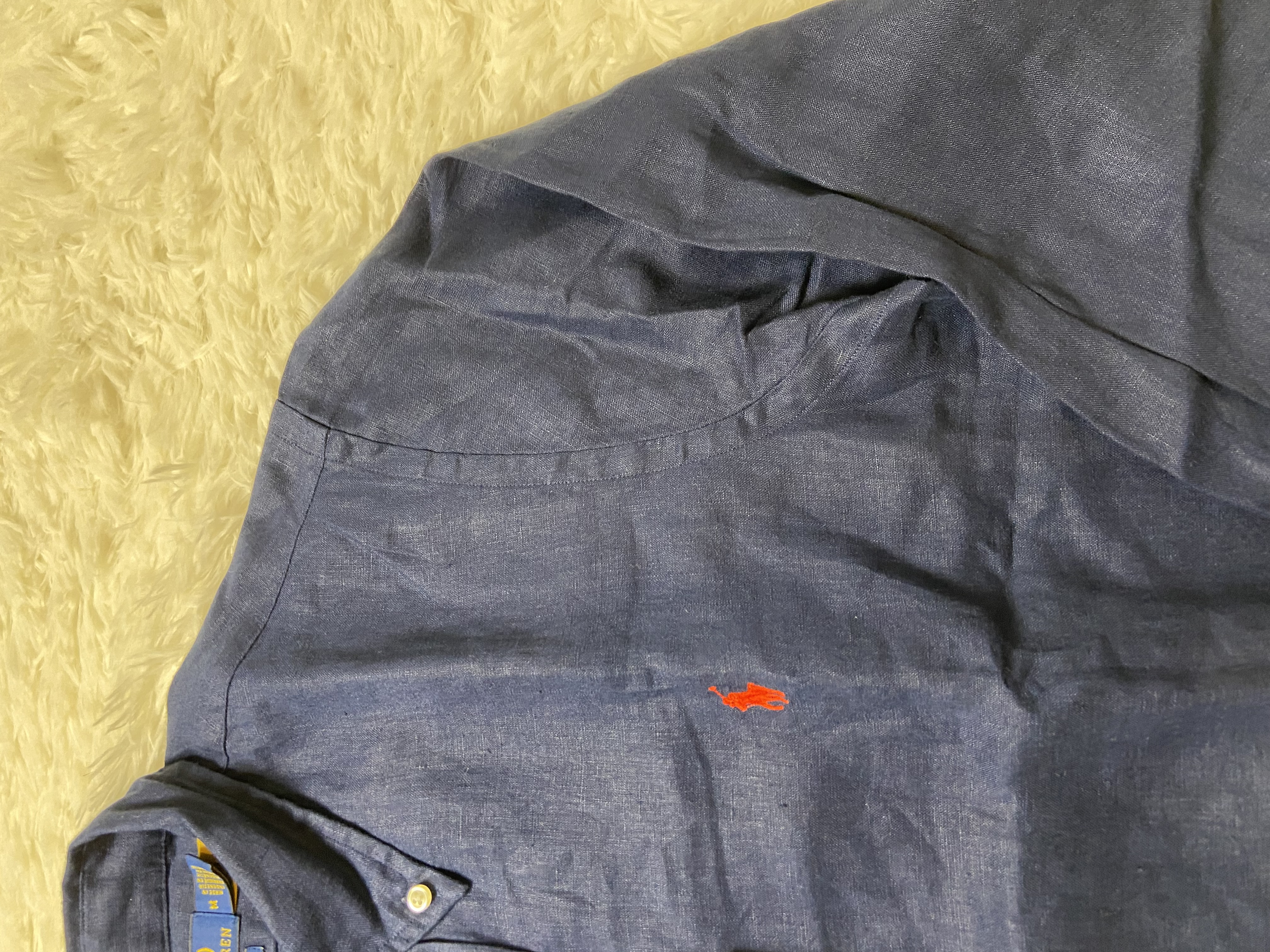 Chemise en lin bleu marine Ralph Lauren homme 