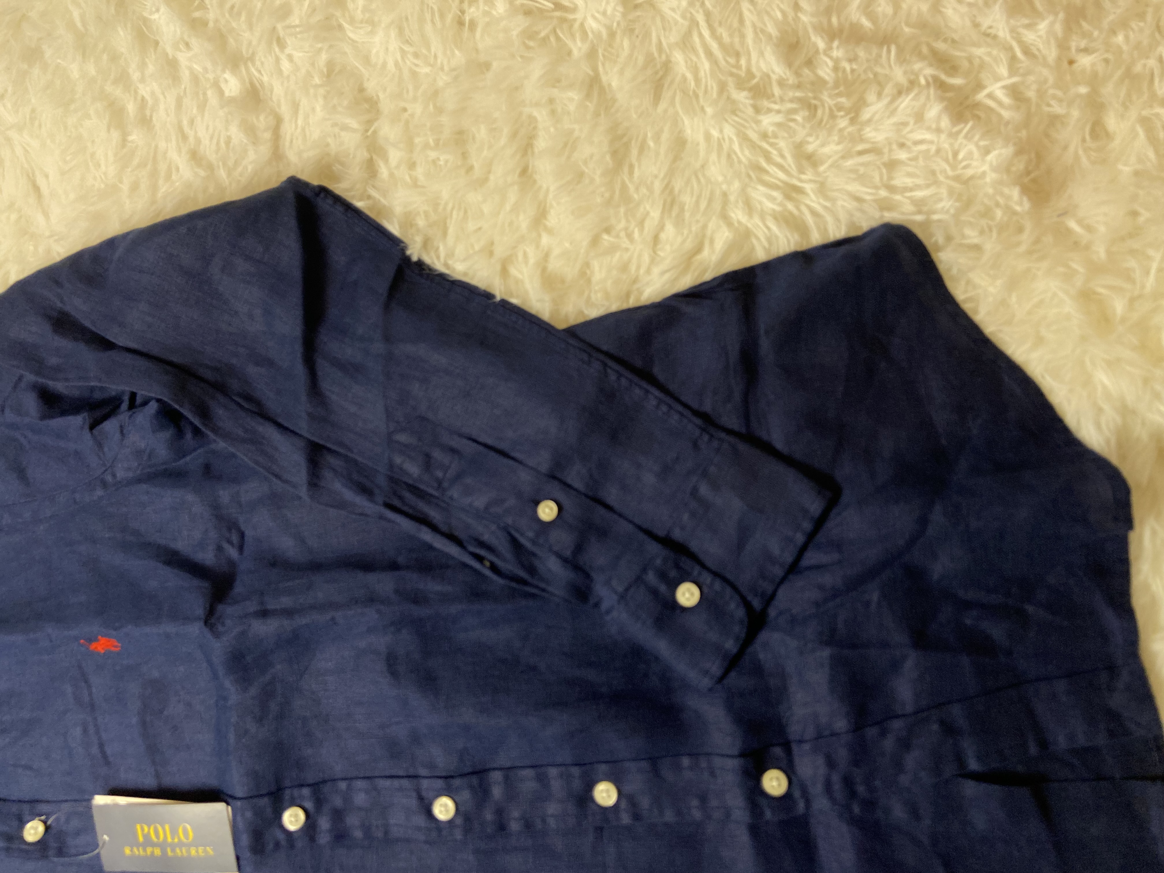 Chemise en lin bleu marine Ralph Lauren homme 