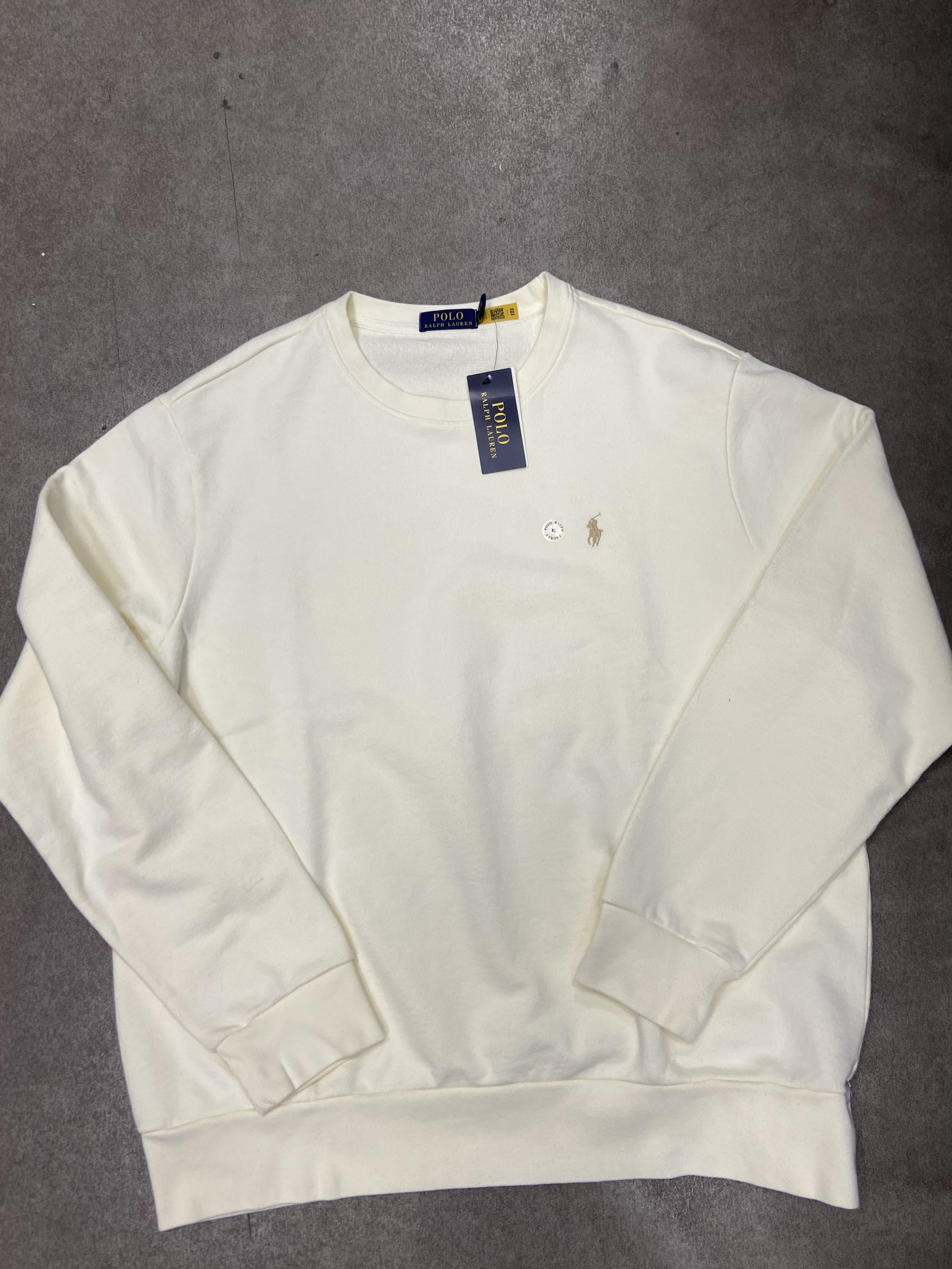 Sweat à col rond Ralph Lauren creme XL homme