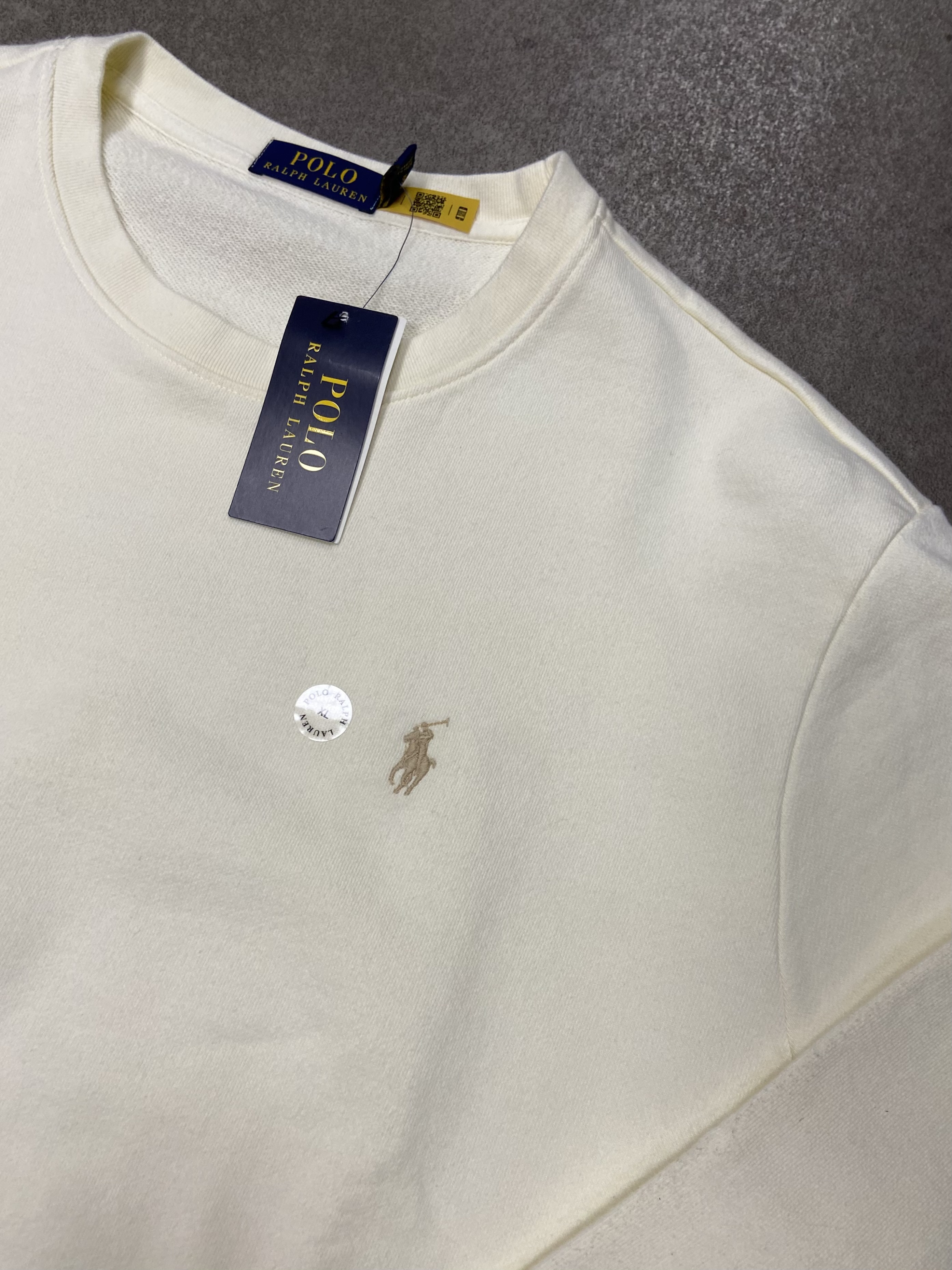 Sweat à col rond Ralph Lauren creme XL homme