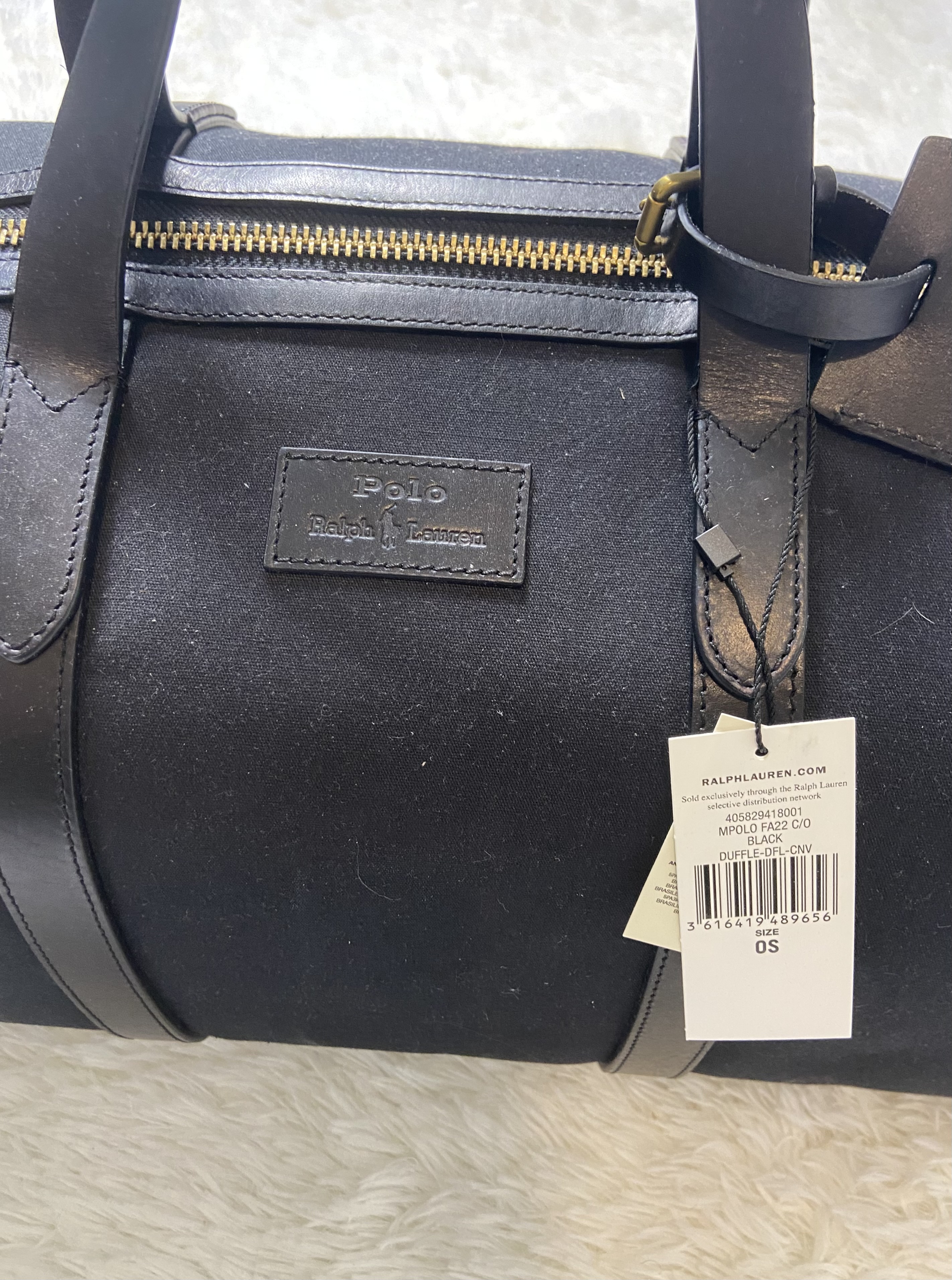 Sac de voyage week-end Ralph Lauren cuir et toile 