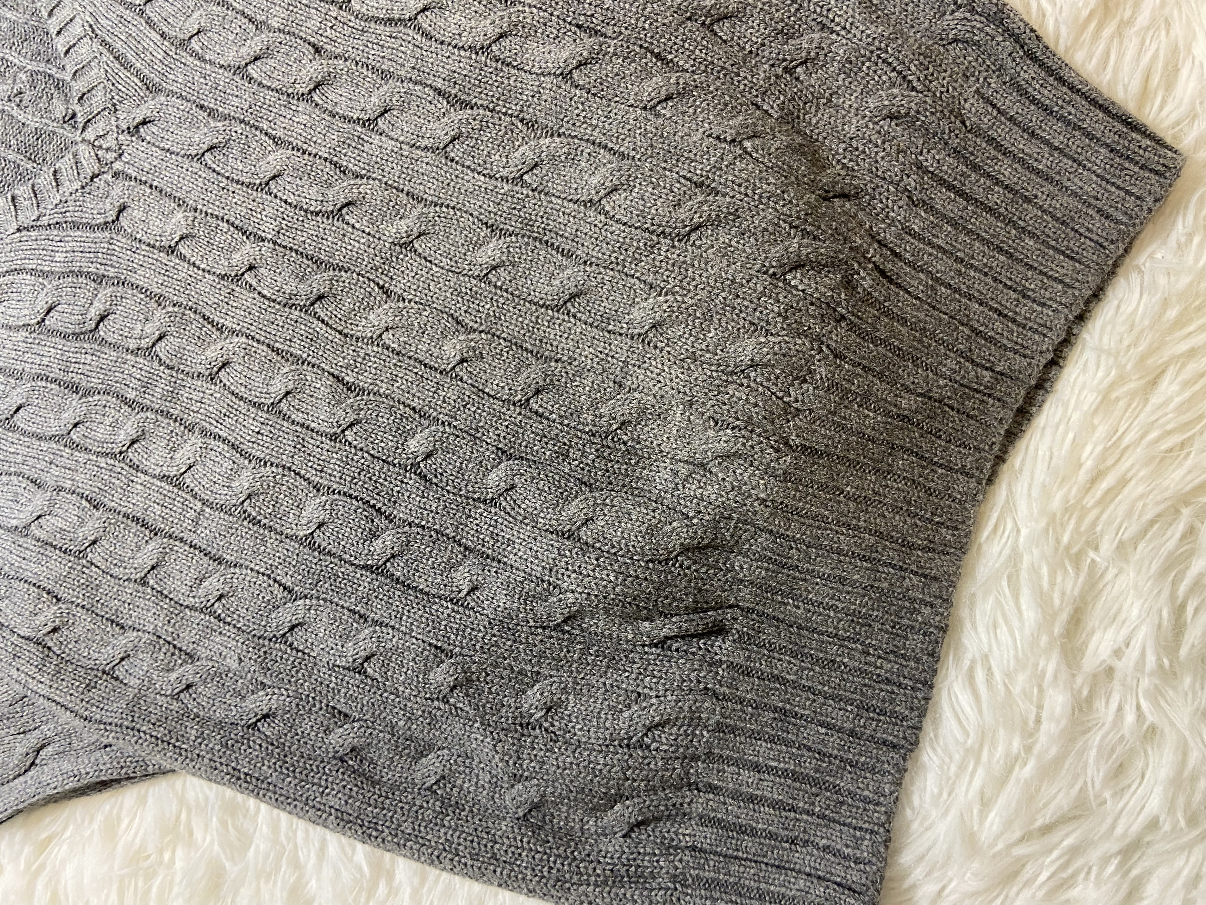 Pull torsadé à col V Ralph Lauren gris
