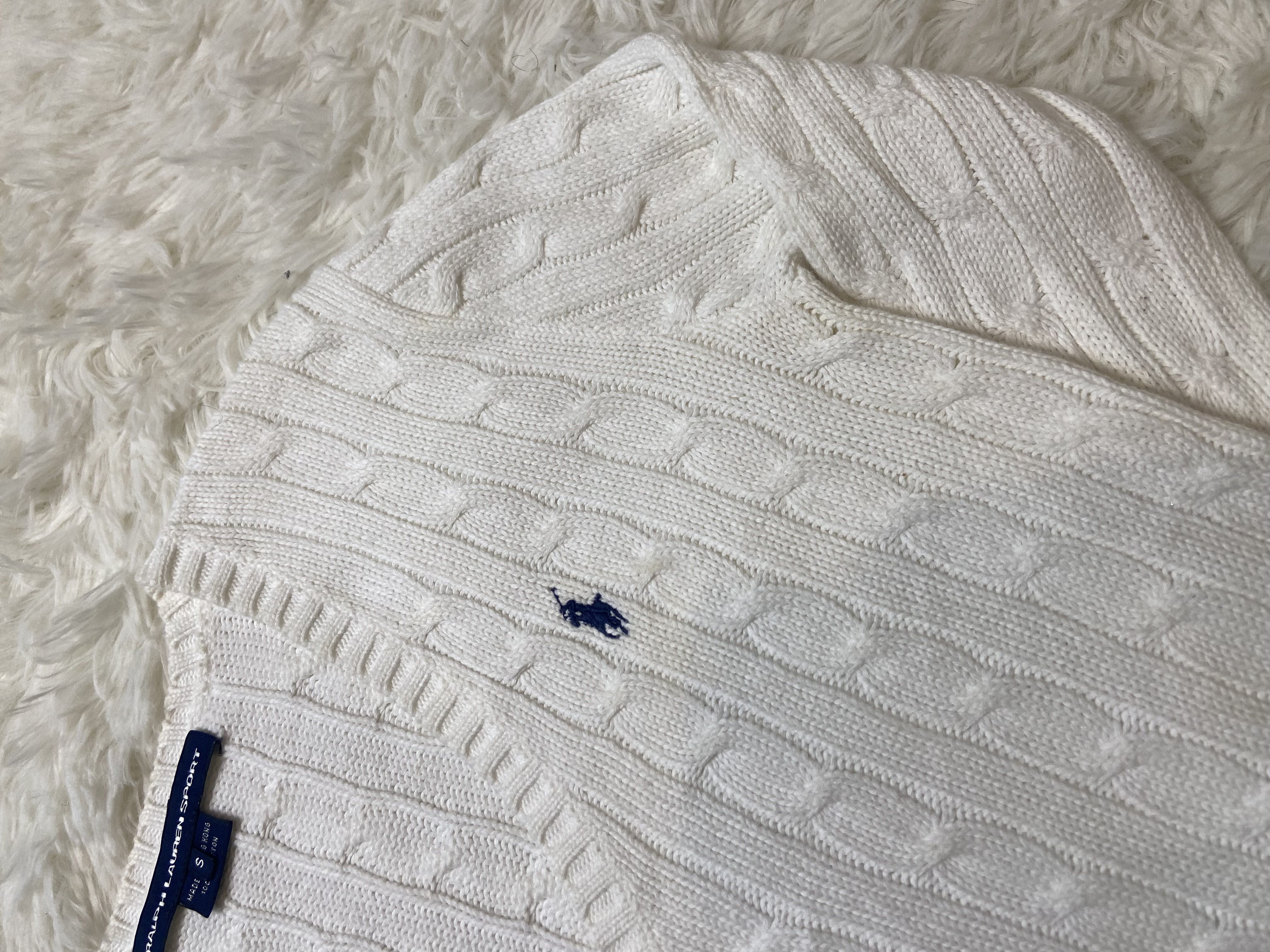 Pull torsadé à col V Ralph Lauren femme S 