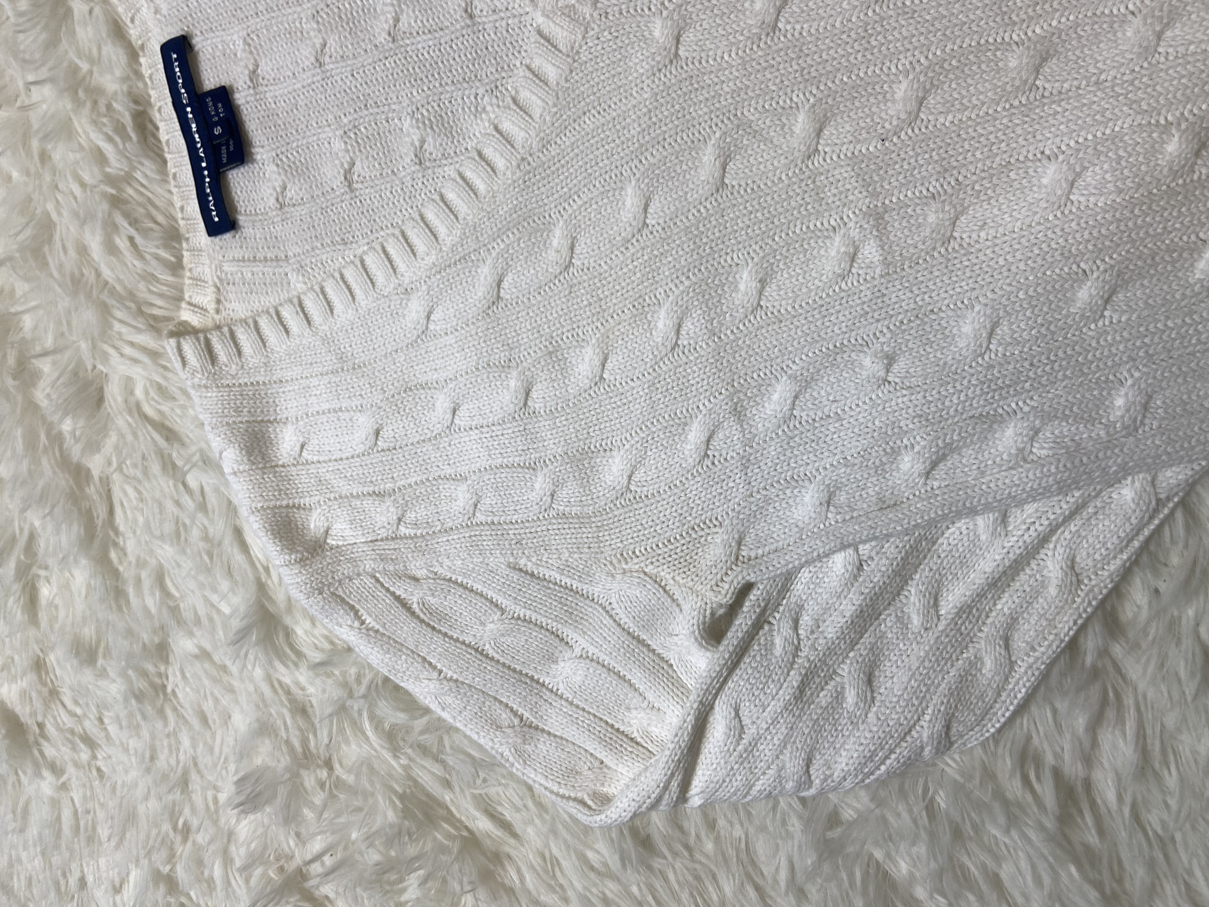 Pull torsadé à col V Ralph Lauren femme S 