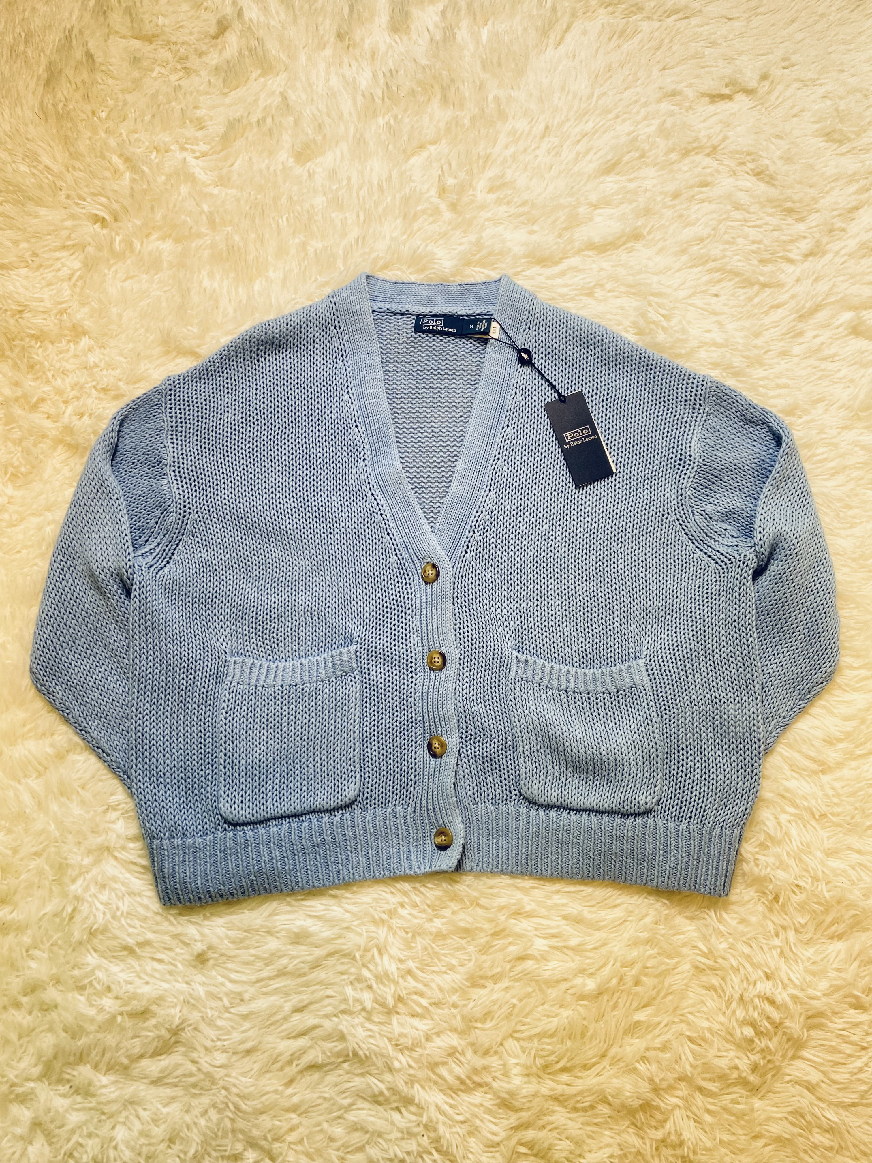Cardigan en maille Ralph Lauren bleu clair 
