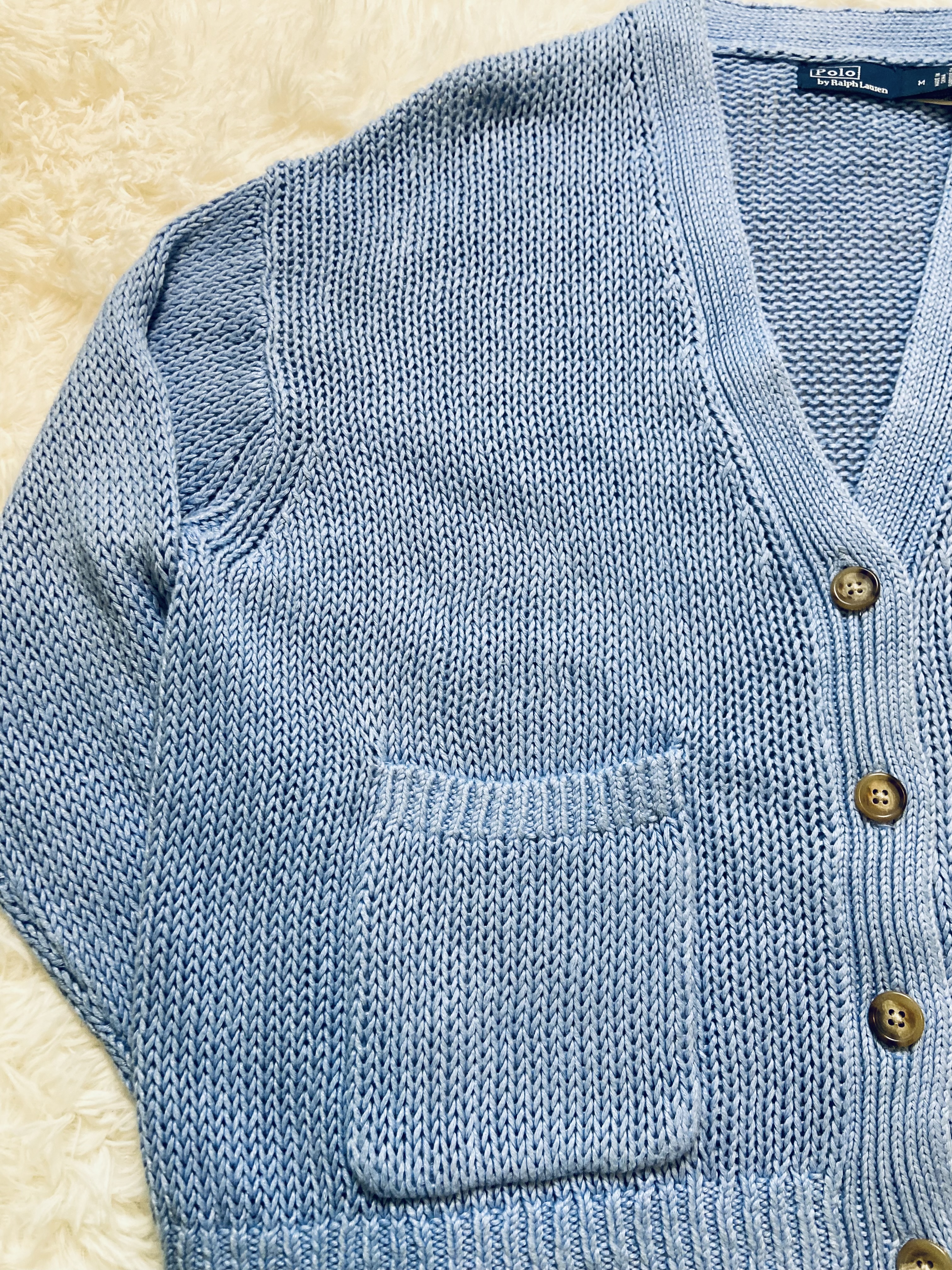 Cardigan en maille Ralph Lauren bleu clair 