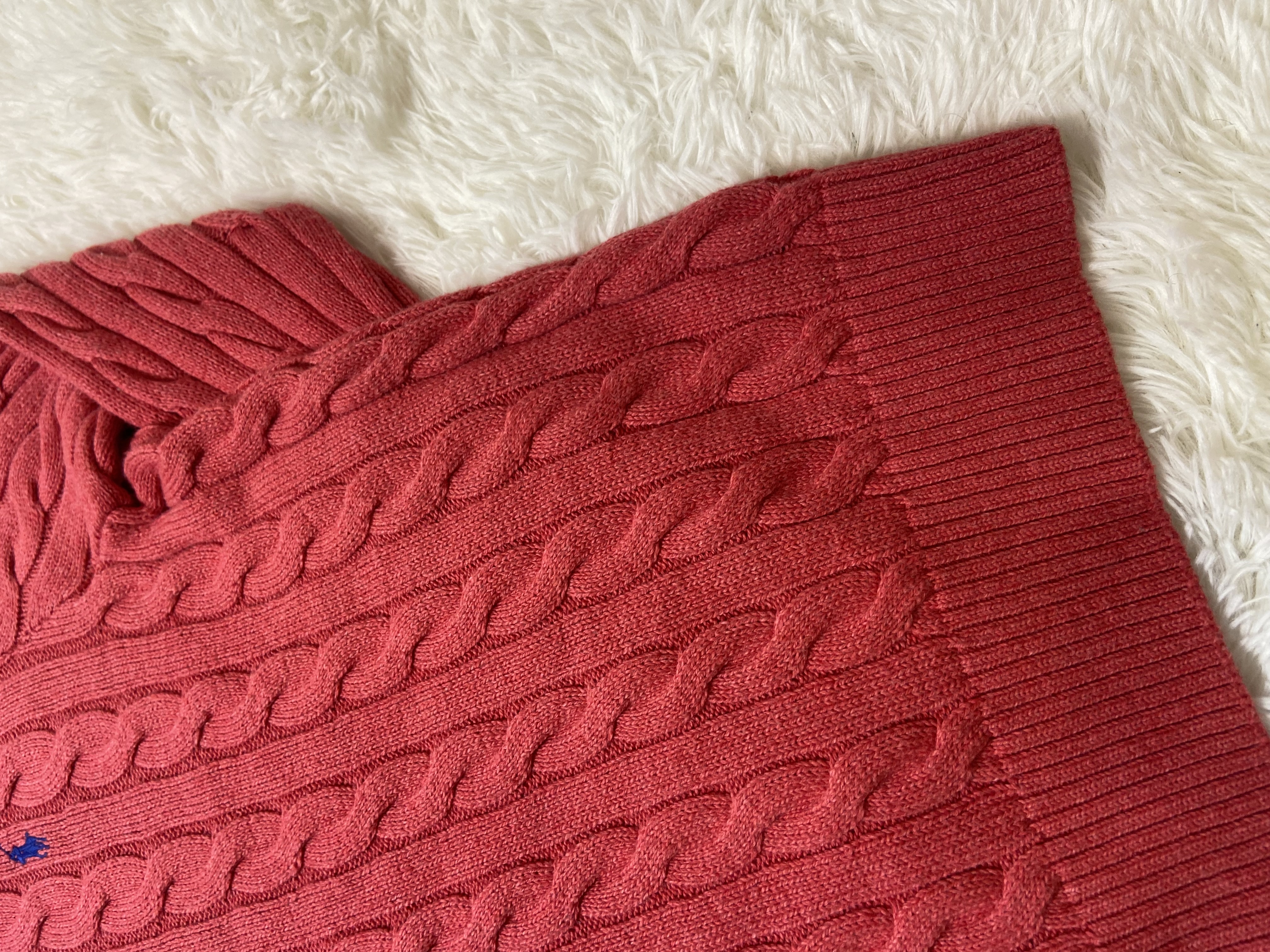 Pull torsadé Ralph Lauren corail 