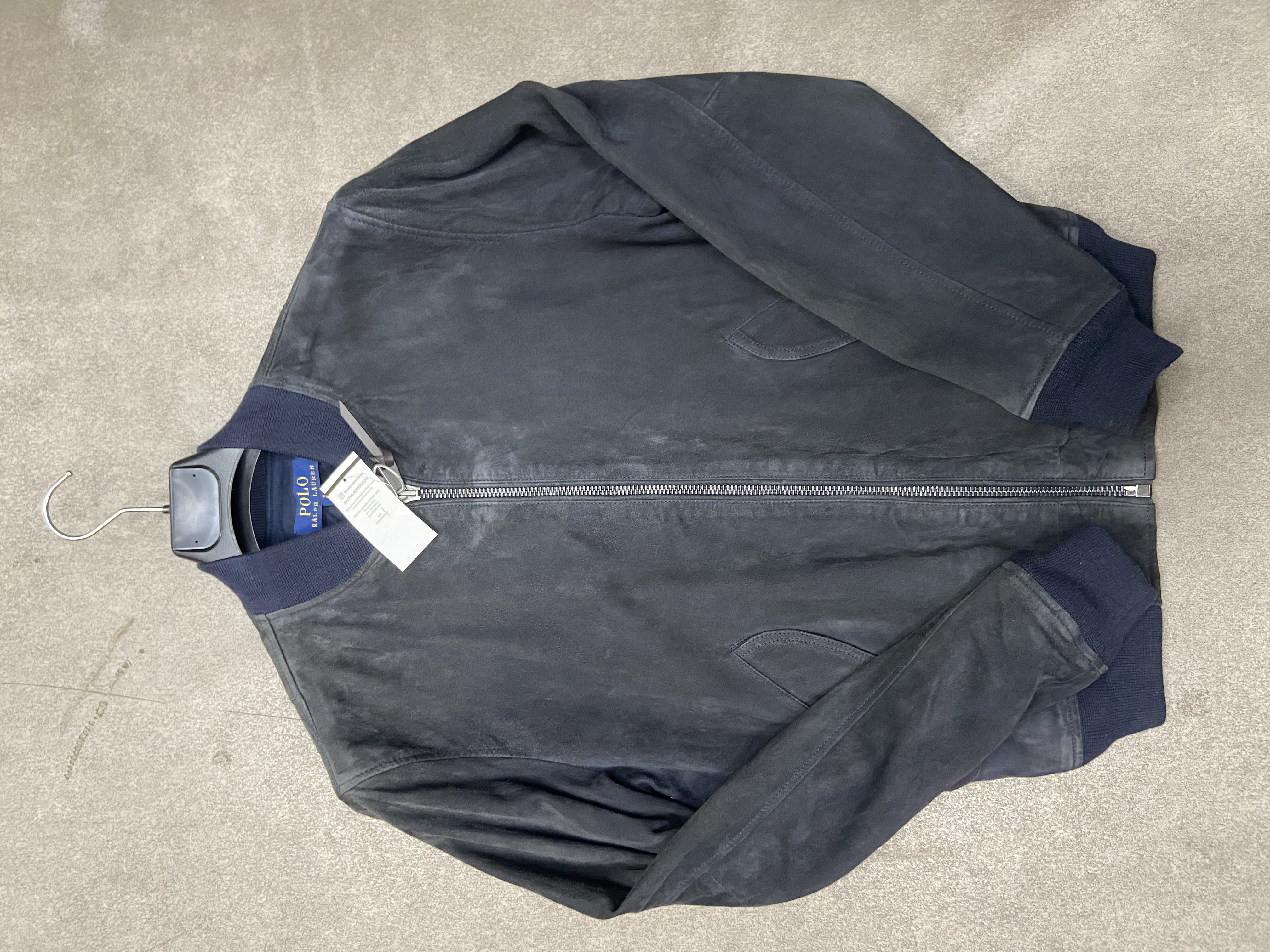 Veste Bomber en daim bleu marine Ralph Lauren 