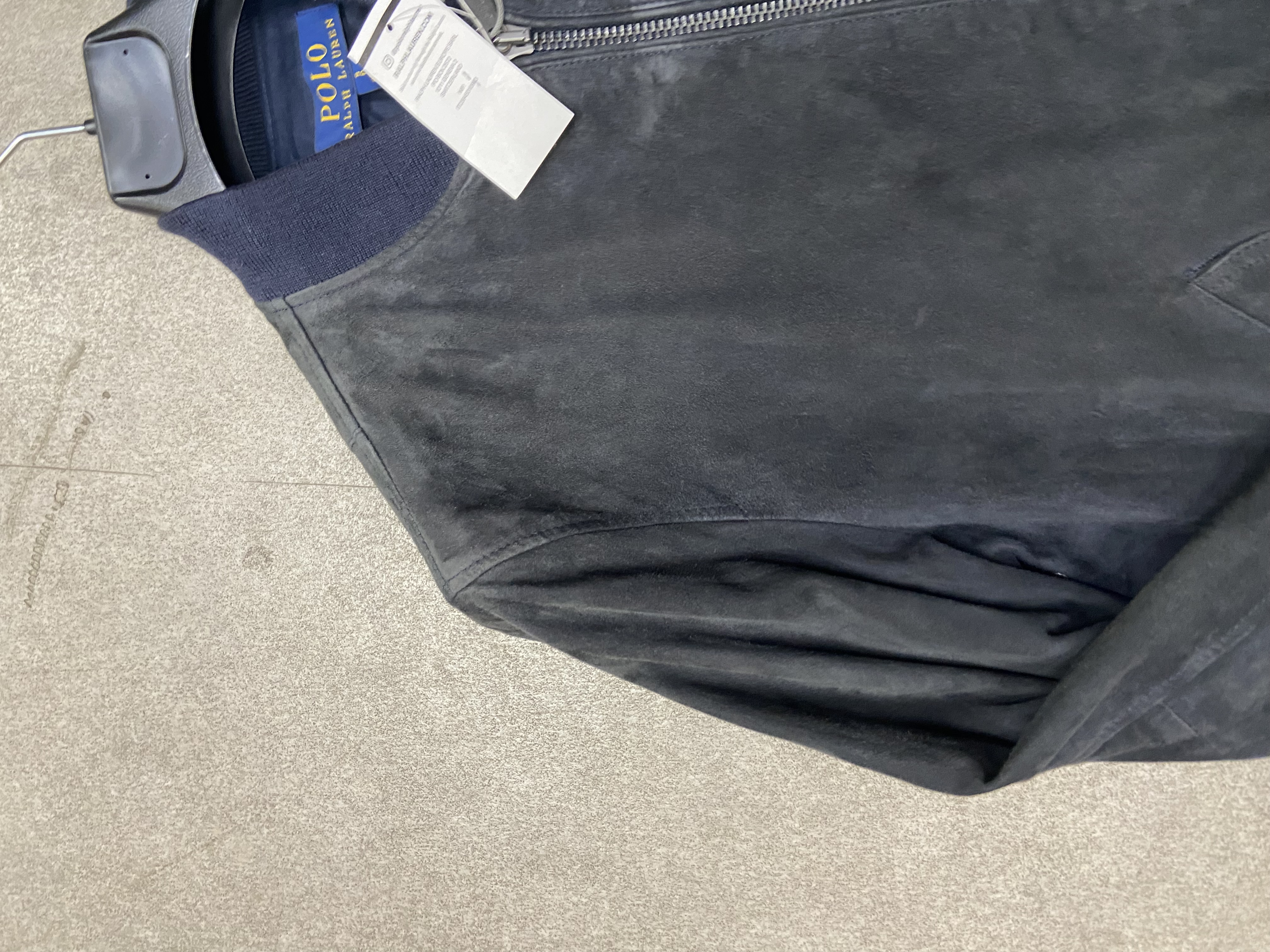 Veste Bomber en daim bleu marine Ralph Lauren 