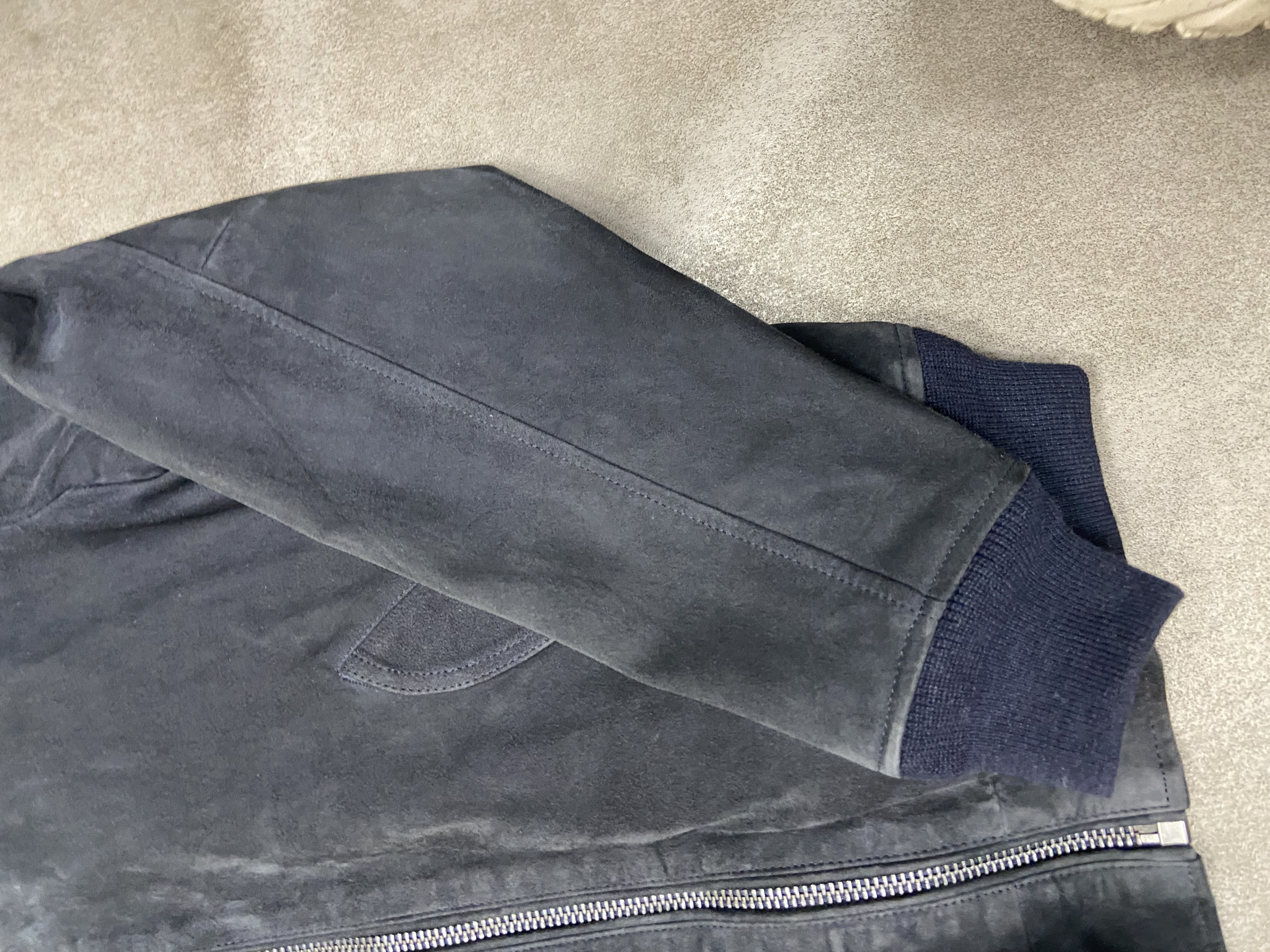 Veste Bomber en daim bleu marine Ralph Lauren 