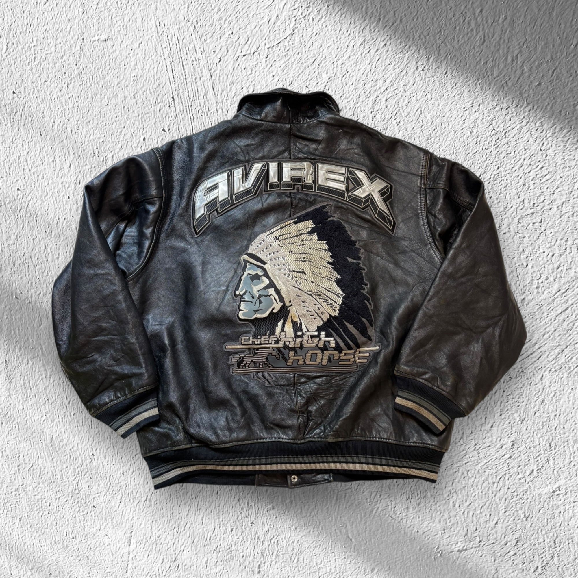 Avirex Vintage Leather Jacket Native American