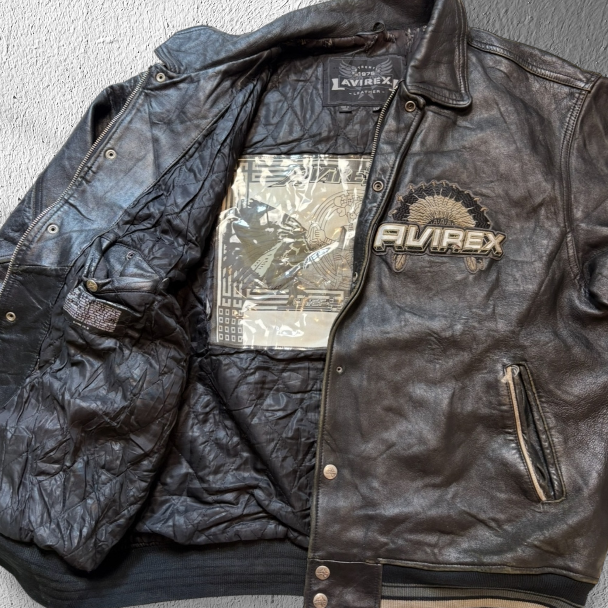 Avirex Vintage Leather Jacket Native American