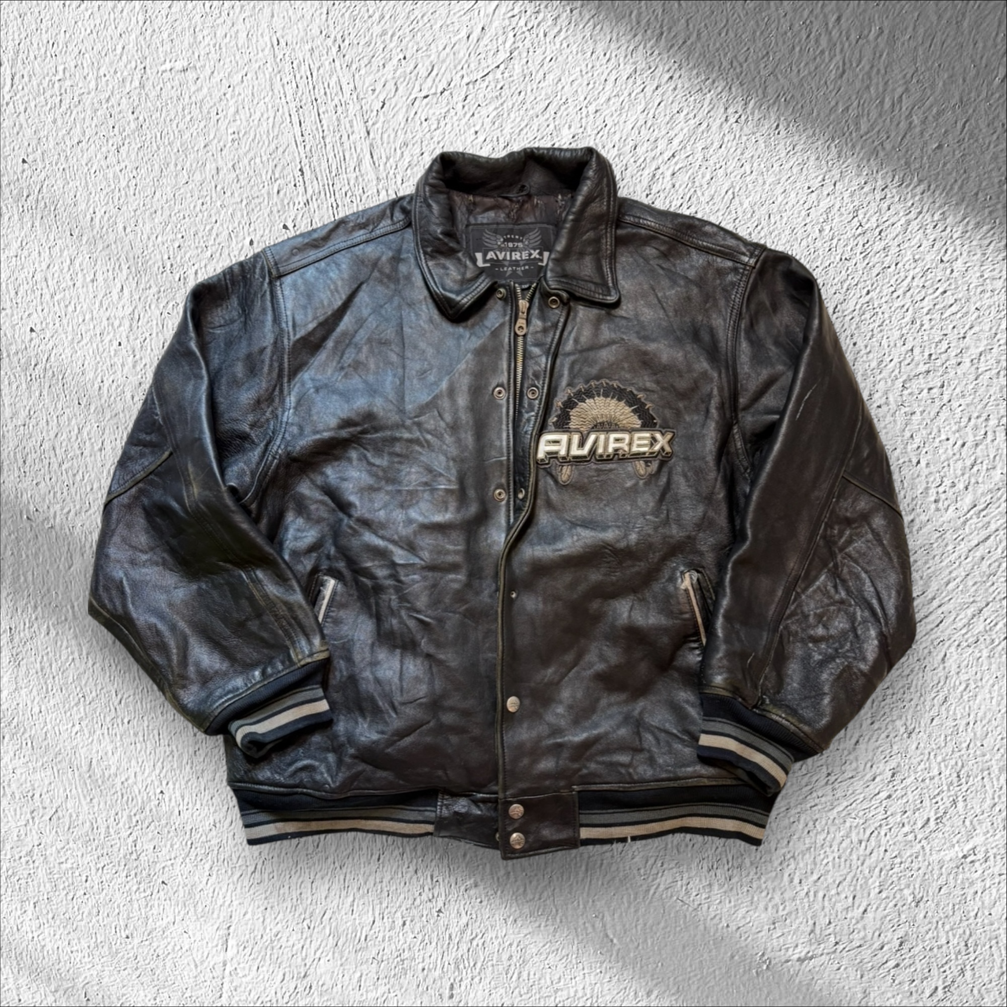 Avirex Vintage Leather Jacket Native American