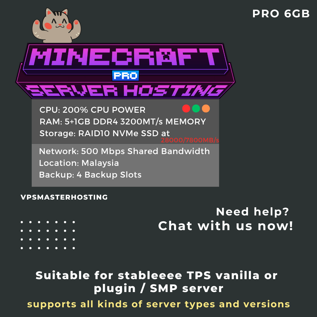 Minecraft Server Hosting Pro Plan | 24/7 Online | Control Panel with Full Admin Access