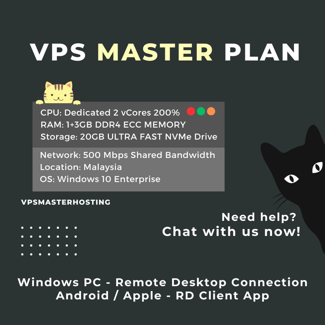VPS Master Plan with Dedicated Power | Forex VPS | 4 - 10 MT4 / MT5 / EA