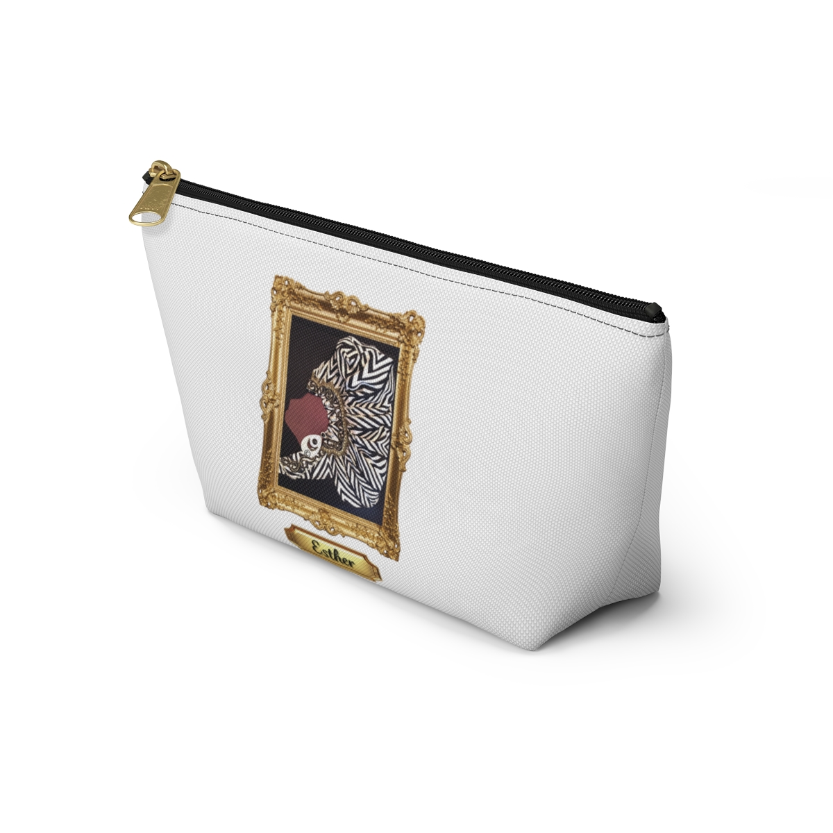 Artistic Accessory Pouch with T-Bottom - Unique Design Featuring 'Esther'