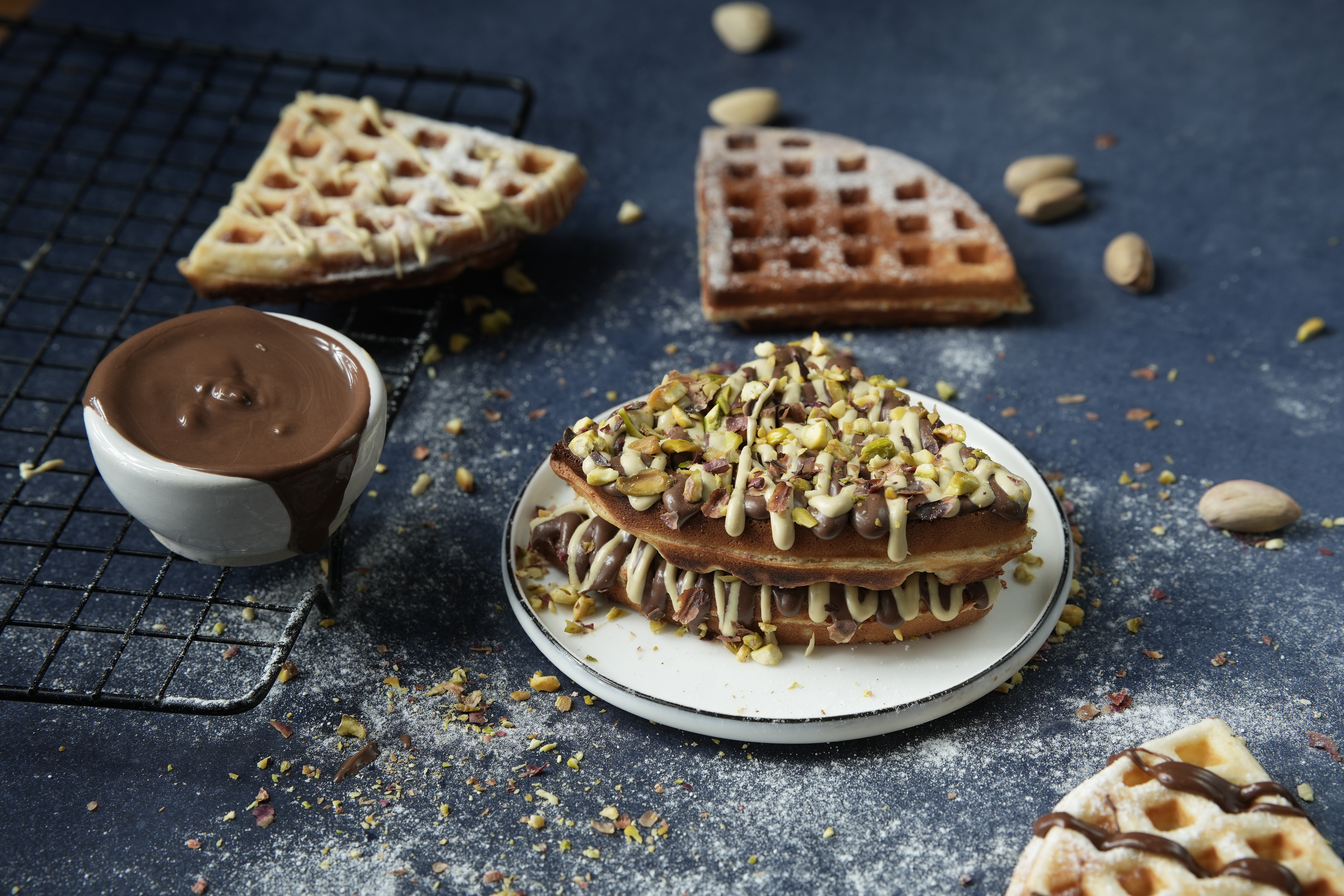 Pistachio Topped Waffle Sandwich