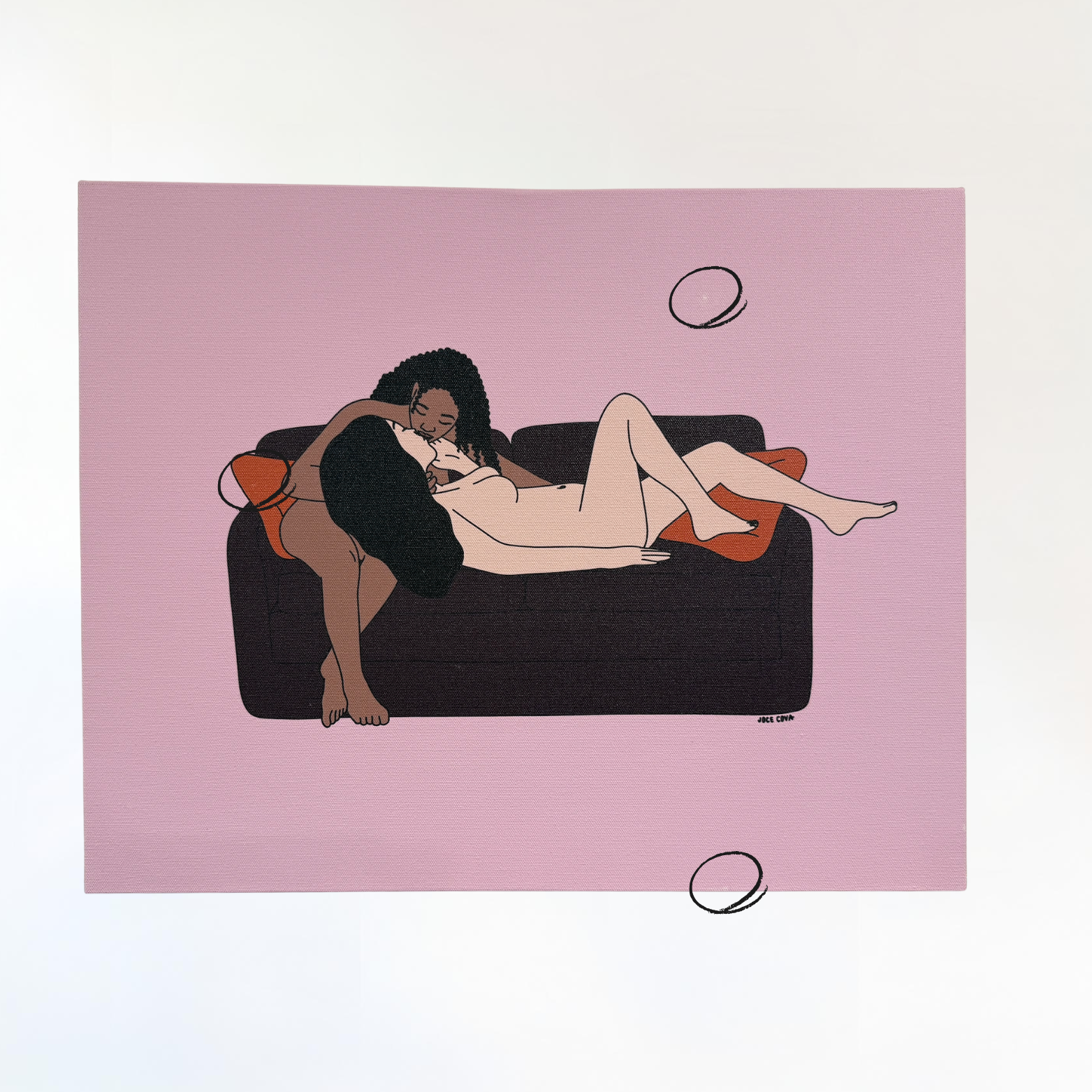 Couch Kisses Print on Stretched Canvas 20 x 16 inches