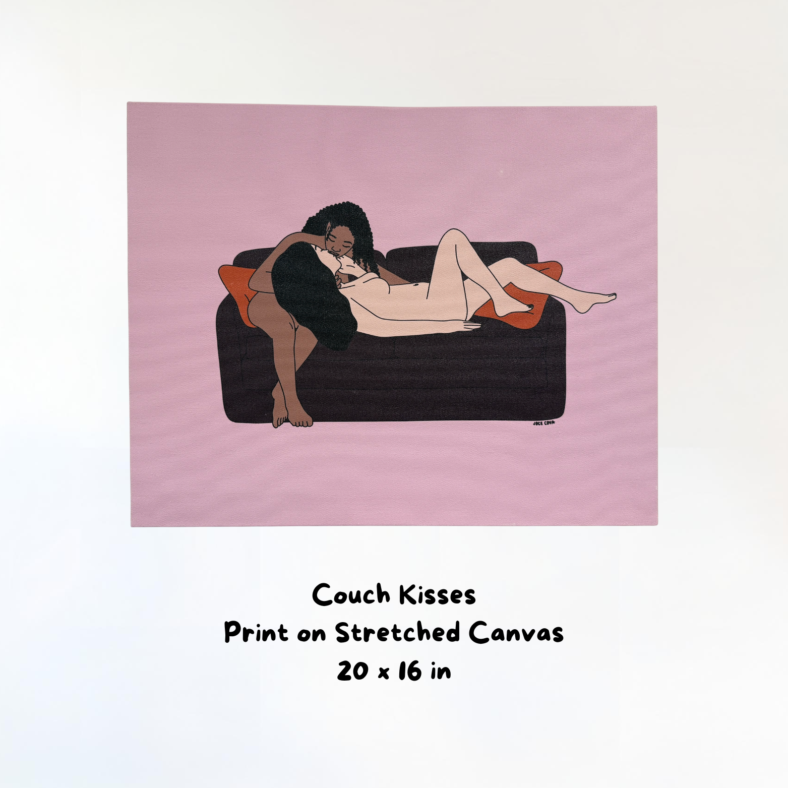 Couch Kisses Print on Stretched Canvas 20 x 16 inches
