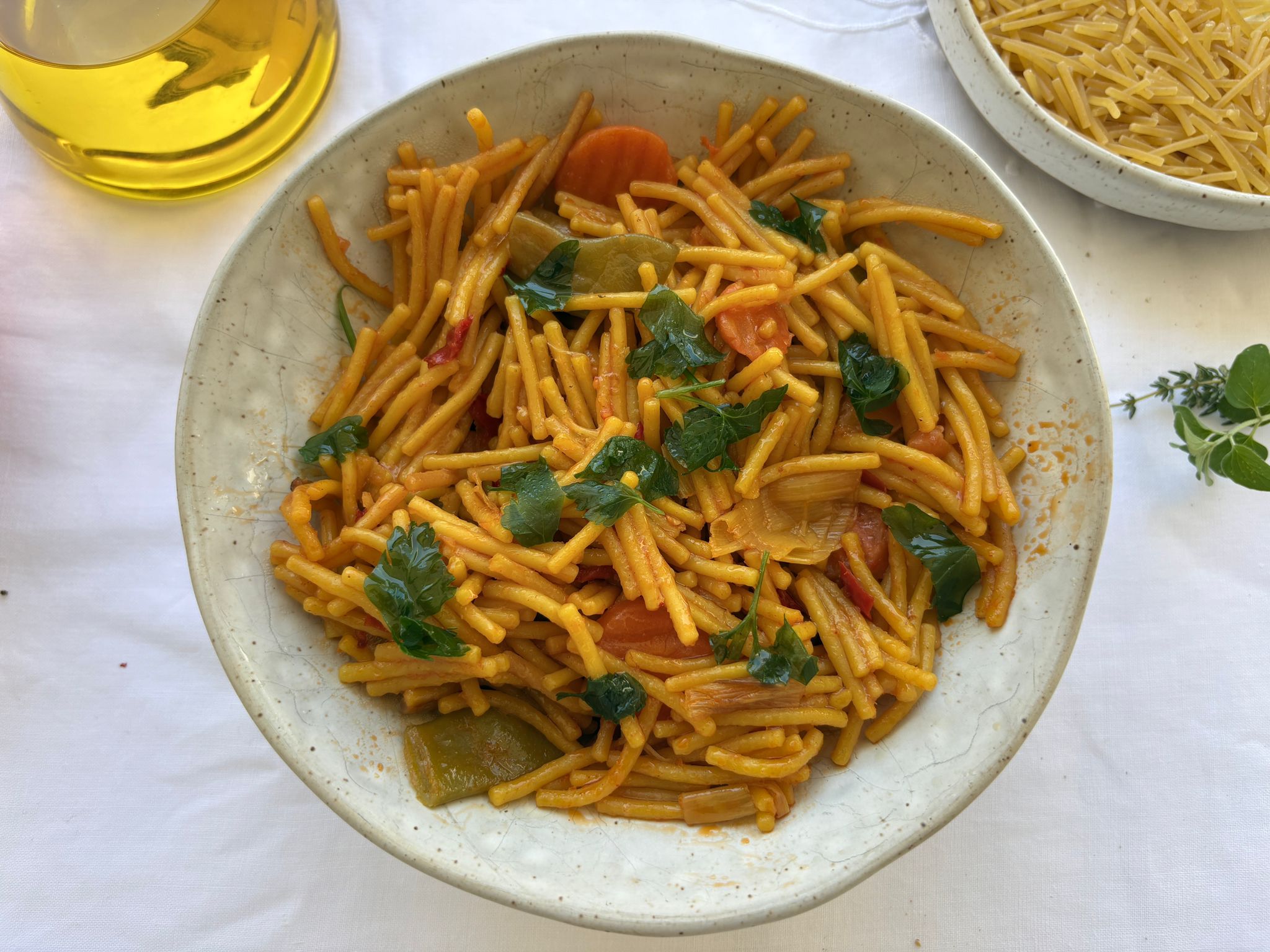 Fideos c/ verduras salteadas