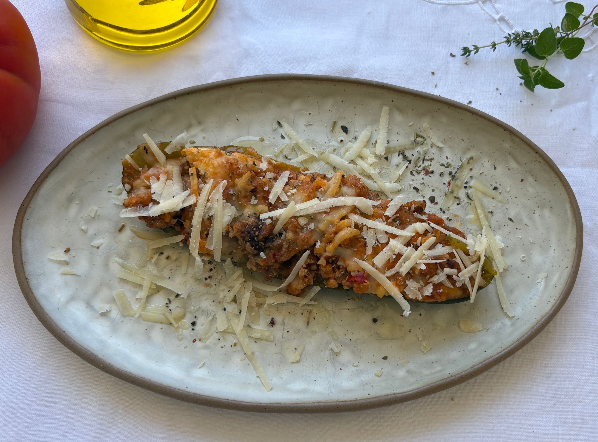 Calabacín relleno de carne