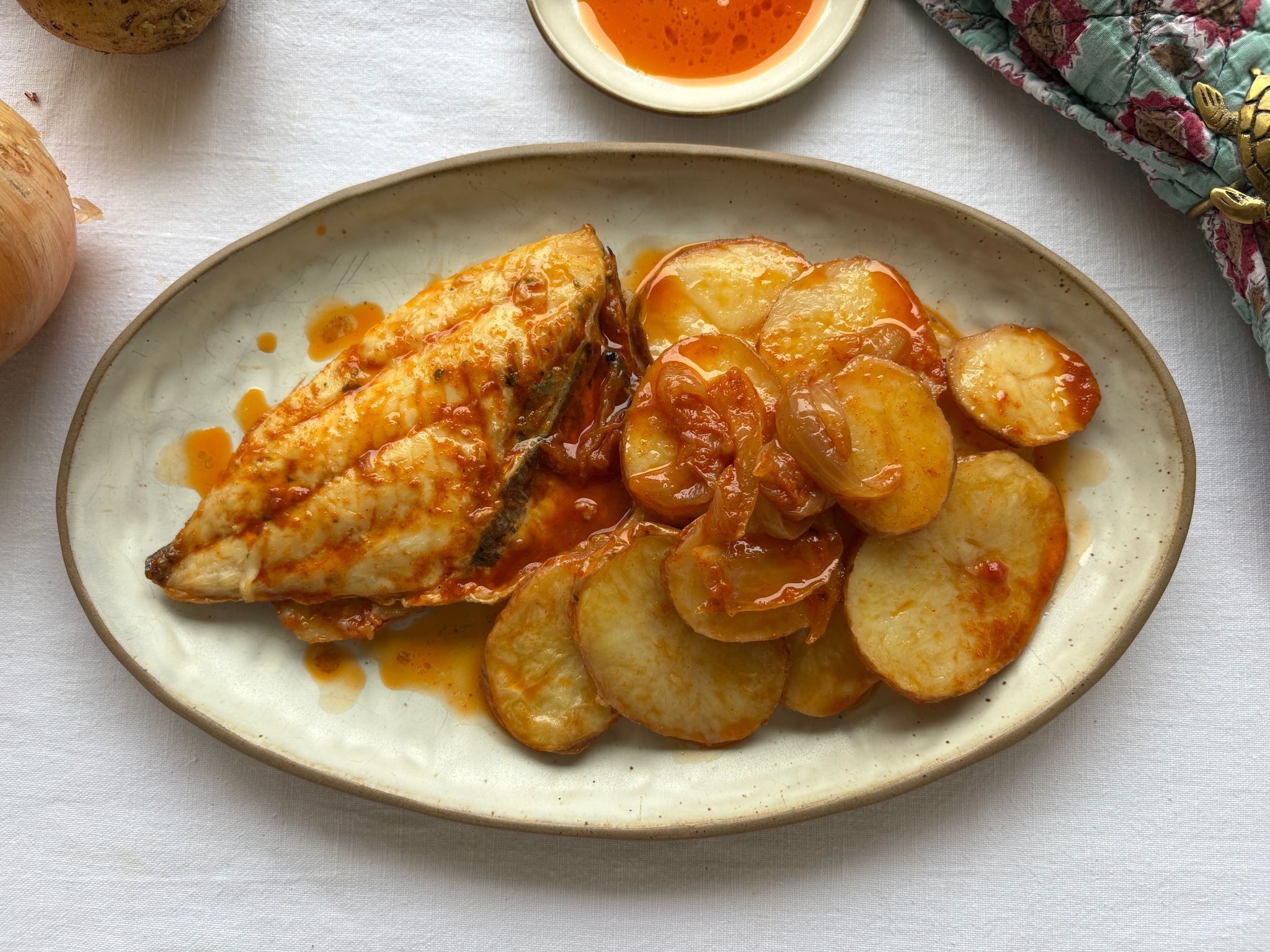 Pescado del dia a la Portuguesa