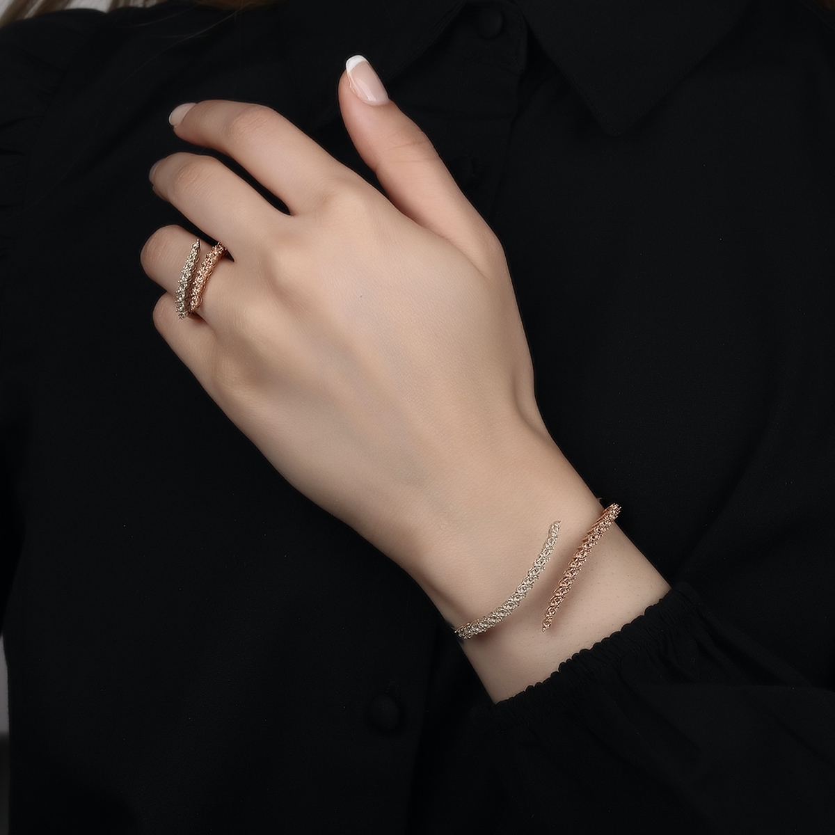 Gold and Diamond Open Cuff Bracelet