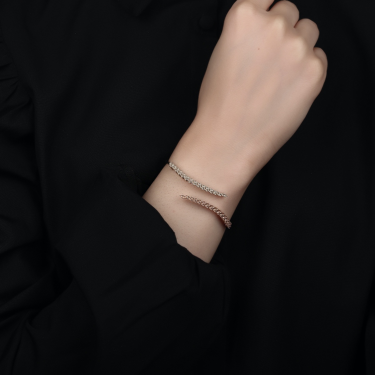 Gold and Diamond Open Cuff Bracelet