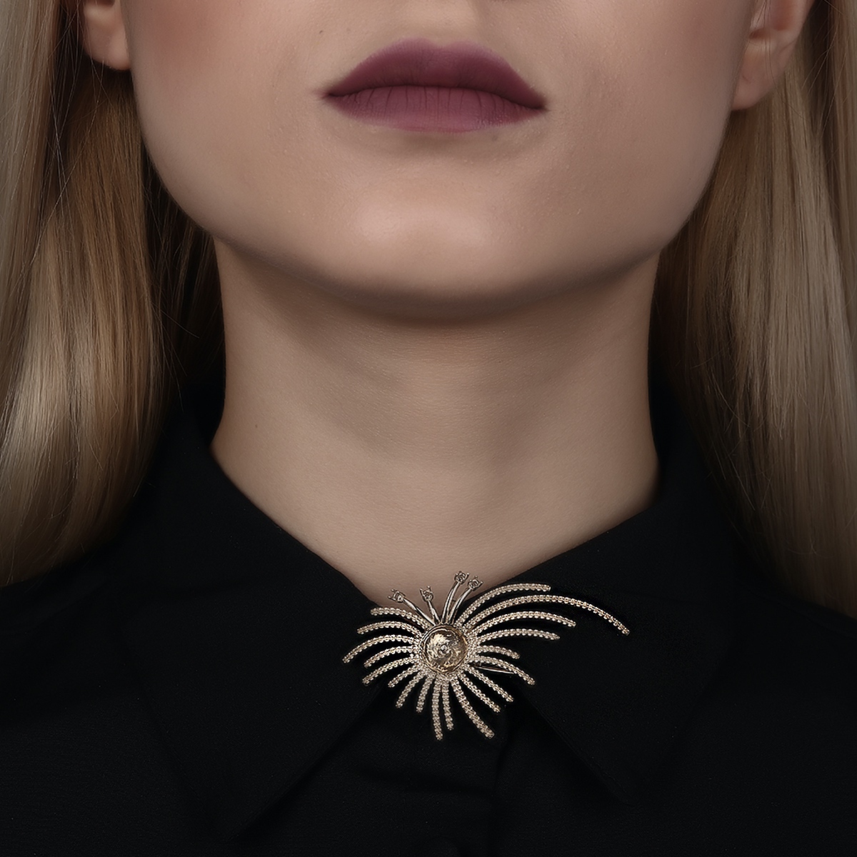 Gold Sunburst Brooch