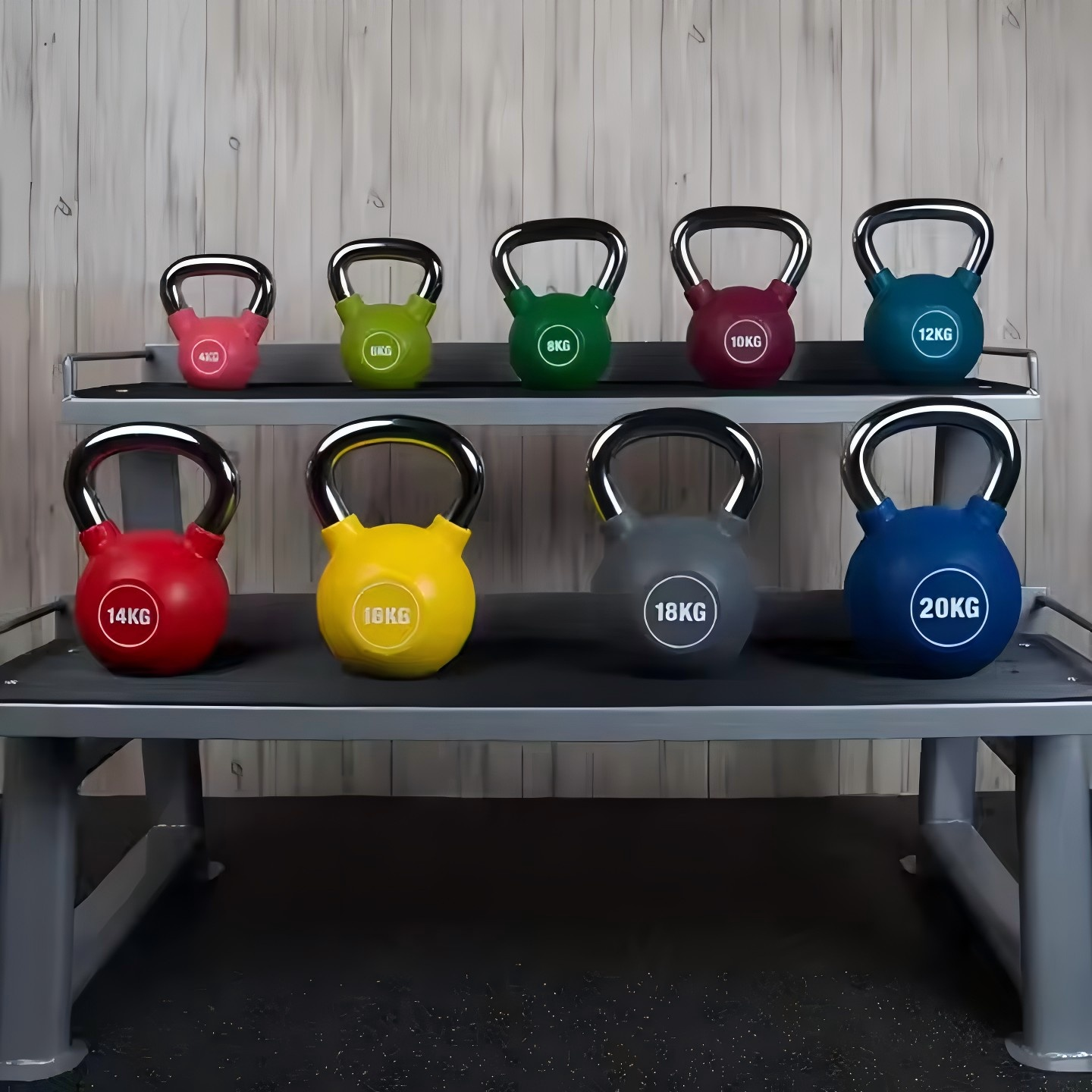 PU Kettlebell With Chromed Handle Heavy Weight Kettle Bell for Strength Cardio Training