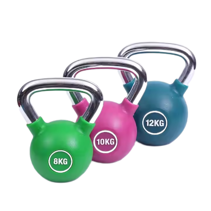 PU Kettlebell With Chromed Handle Heavy Weight Kettle Bell for Strength Cardio Training