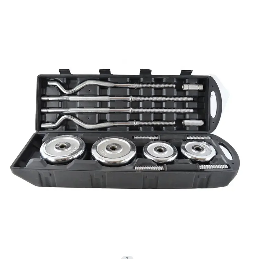 Adjustable 55KG Cast Iron Barbell Dumbbell Set for Gym & Home Fitness Weight Box Included