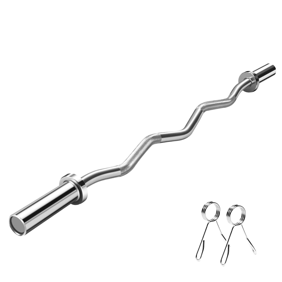 47-Inch EZ Curl Barbell Bar Wall Mounted Home