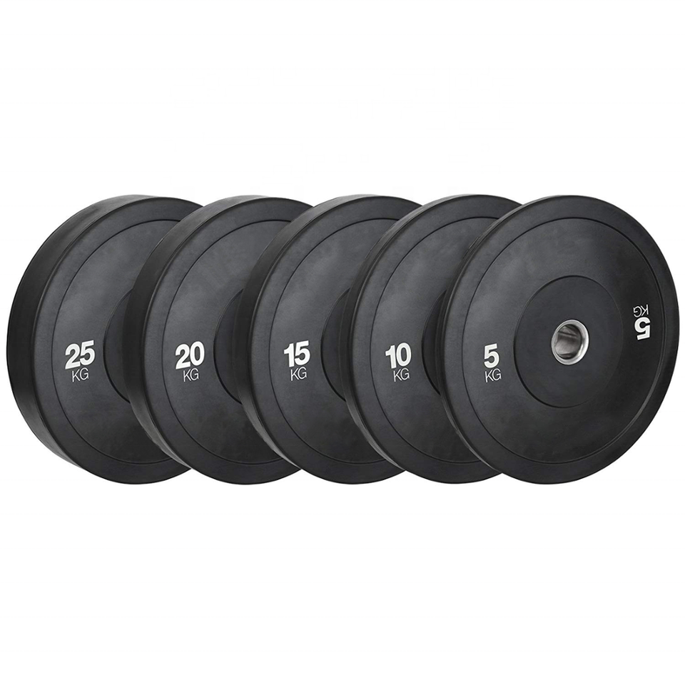 Gym Fitness Black Rubber Bumper Weight Plates