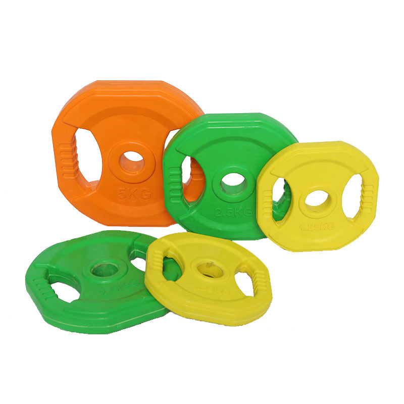 Color Rubber Weightlifting Cast Iron Customised Weights Pump Set Aerobic Barbell of 20kg Plate