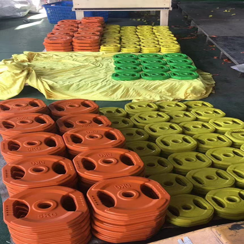 Color Rubber Weightlifting Cast Iron Customised Weights Pump Set Aerobic Barbell of 20kg Plate