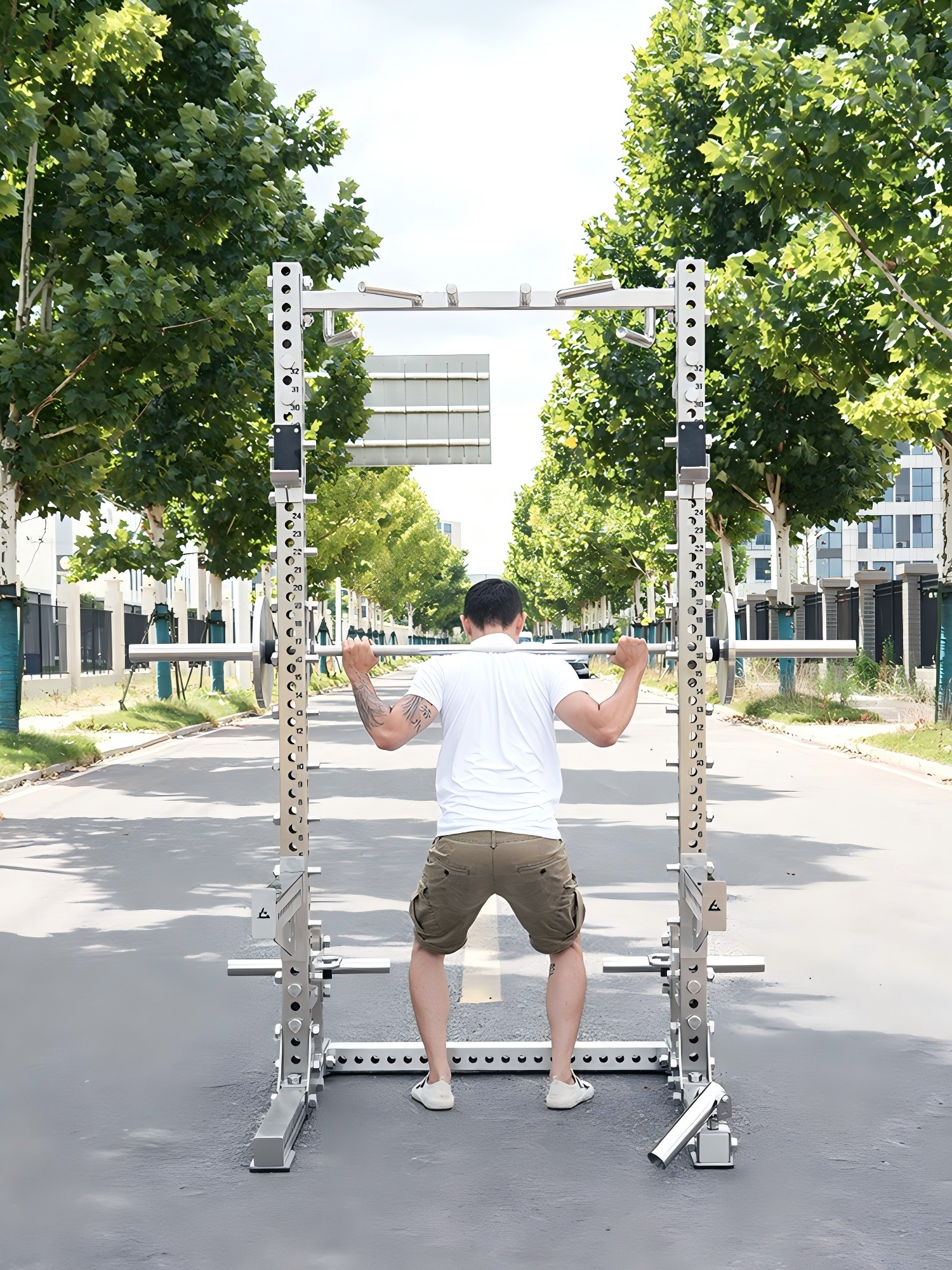 304 Stainless steel half-frame squat rack bench press rack integrated trainer commercial personal training fitness gantry with smith