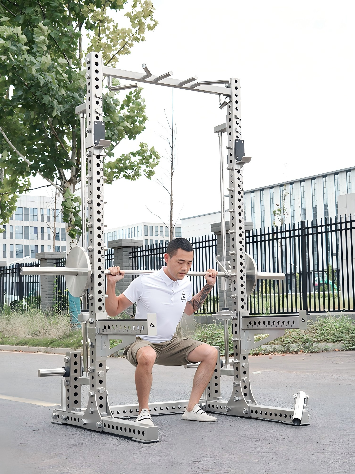 304 Stainless steel half-frame squat rack bench press rack integrated trainer commercial personal training fitness gantry with smith